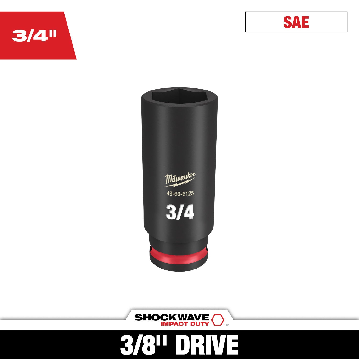 SHOCKWAVE Impact Duty 3/8" Drive 3/4" Deep 6 Point Socket