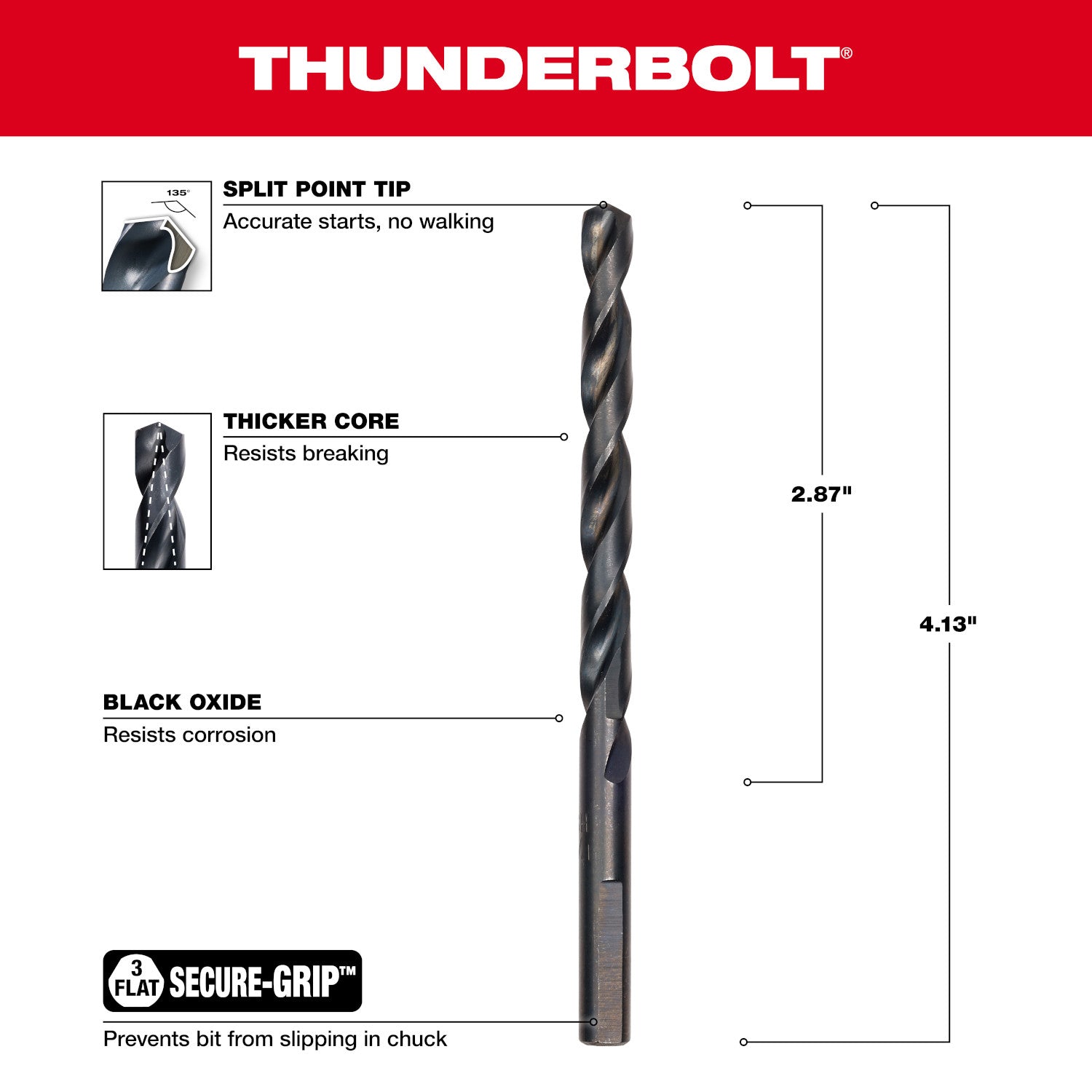 17/64" THUNDERBOLT Mèche à oxyde noir
