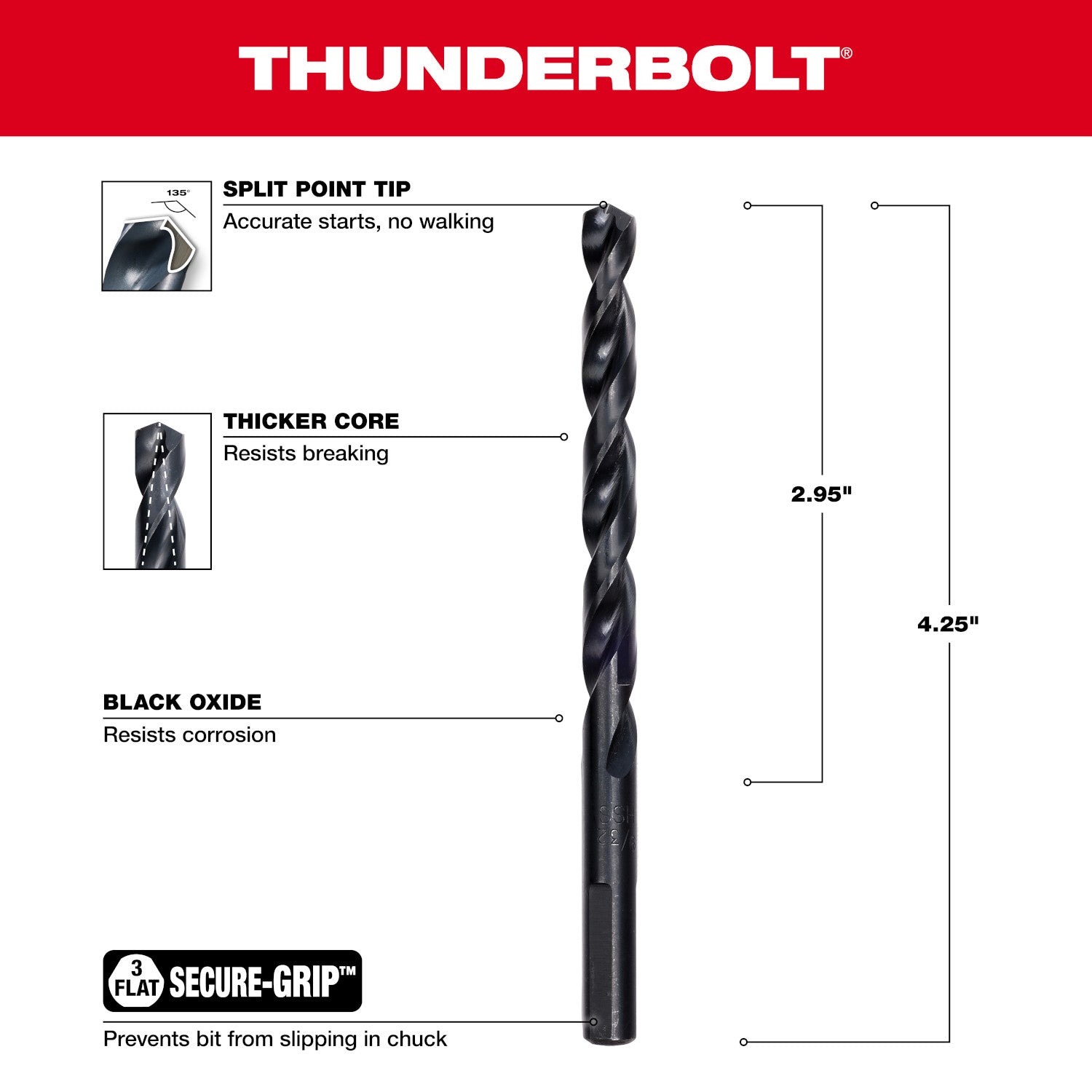 9/32" THUNDERBOLT Mèche à oxyde noir