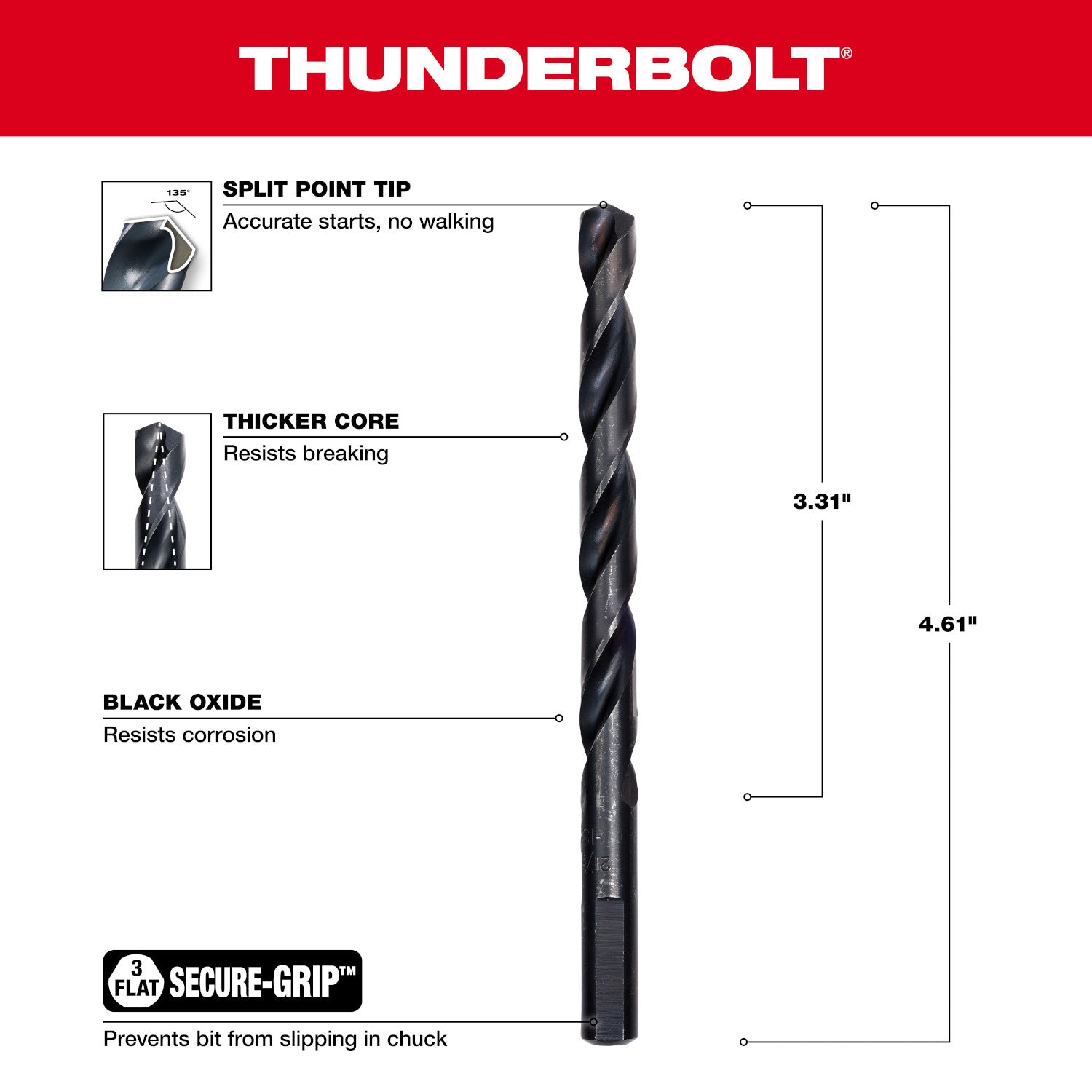 21/64" THUNDERBOLT Mèche à oxyde noir