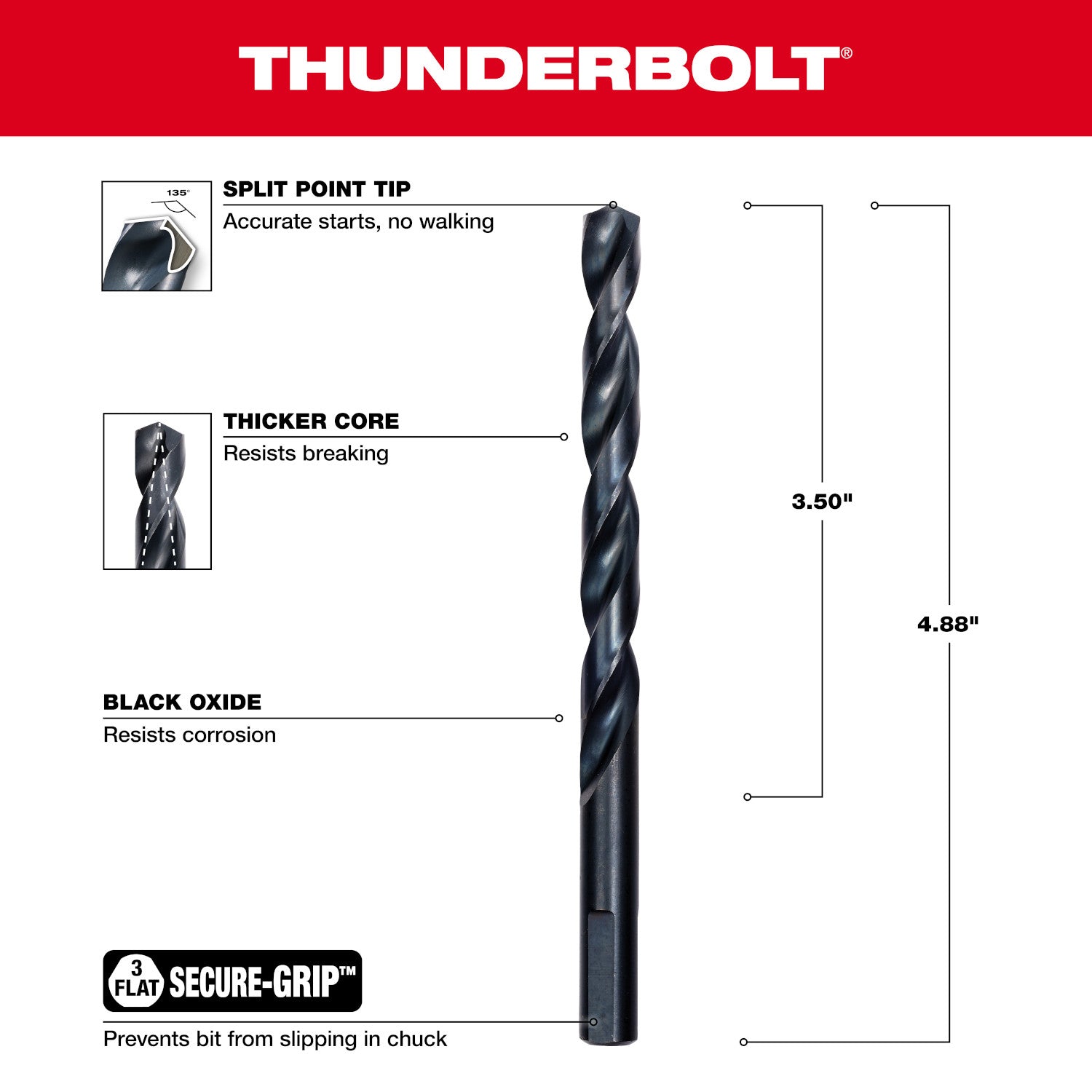 23/64" THUNDERBOLT Black Oxide Drill Bit