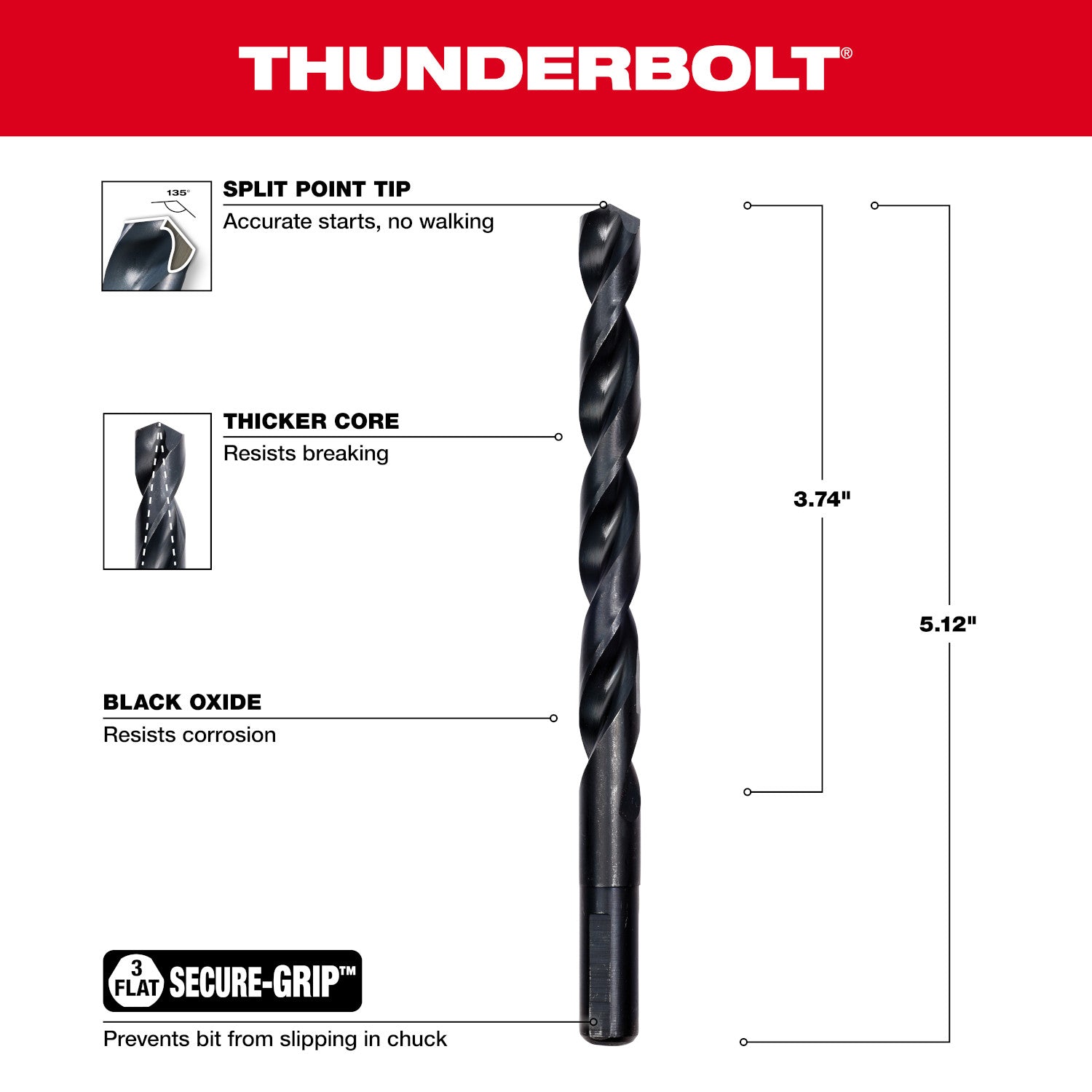 25/64" THUNDERBOLT Mèche à oxyde noir