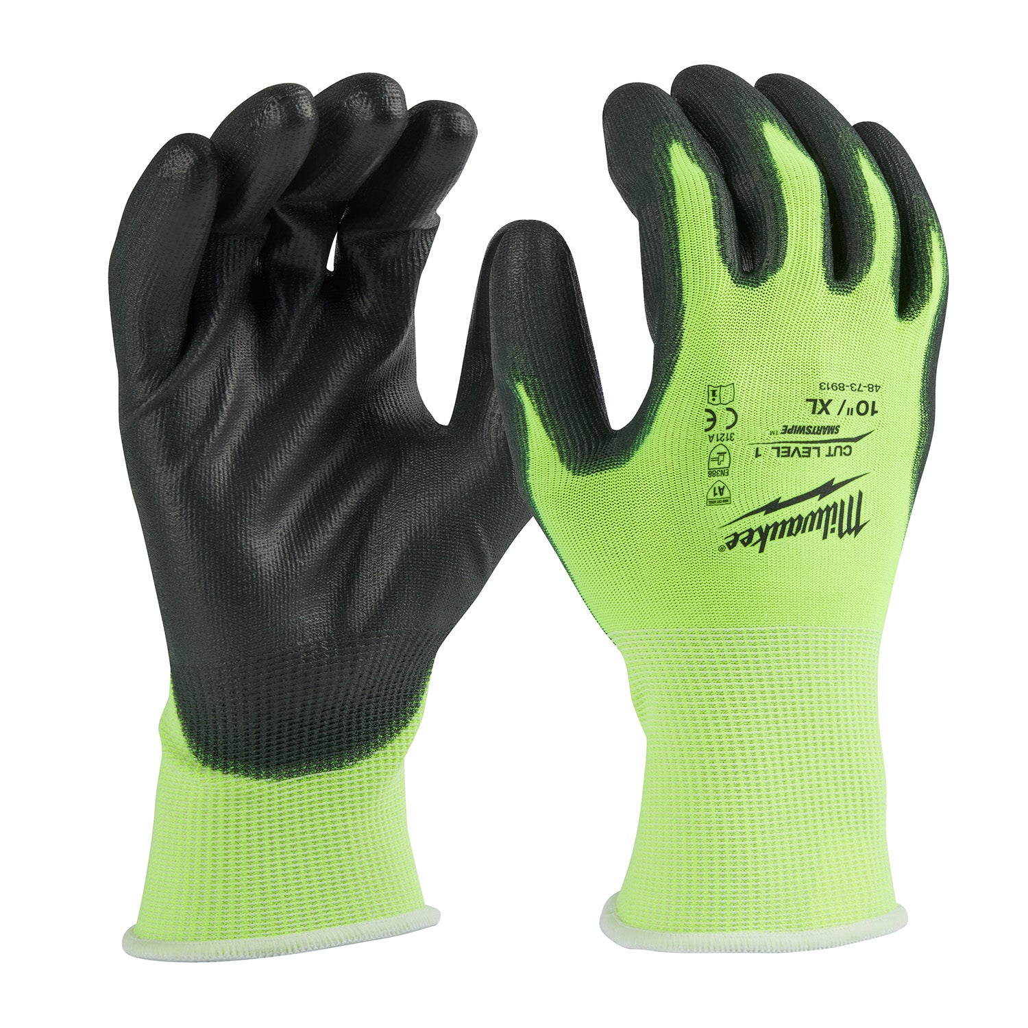 High Visibility Cut Level 1 Polyurethane Dipped Gloves - XL