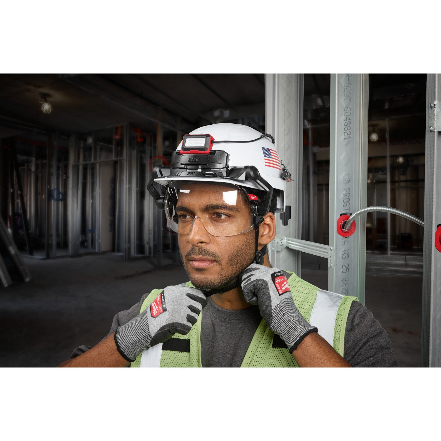 BOLT White Front Brim Vented Safety Helmet (USA) - Type 2, Class C