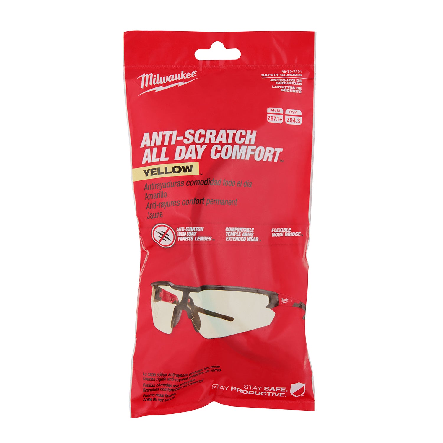 Safety Glasses - Yellow Anti-Scratch Lenses (Polybag)