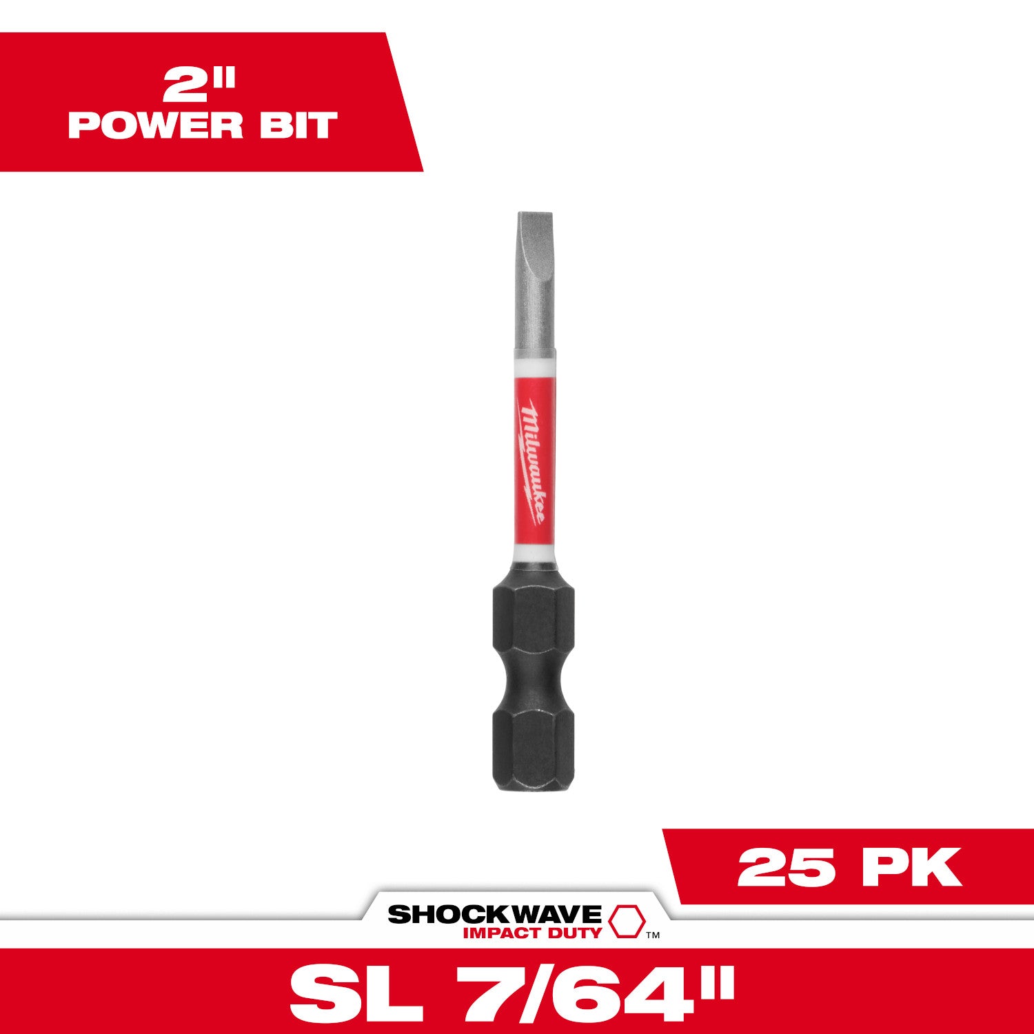 SHOCKWAVE Impact Duty 2 "Slotted 7/64" Power Bits Bulk 25