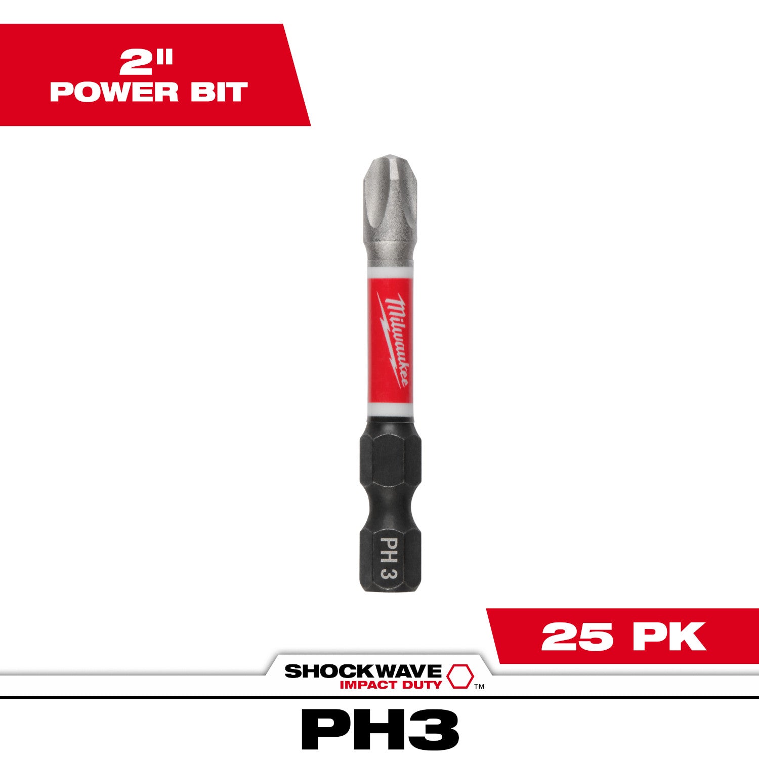 SHOCKWAVE Impact Duty 2" Phillips #3 Power Bits (1 Pack)