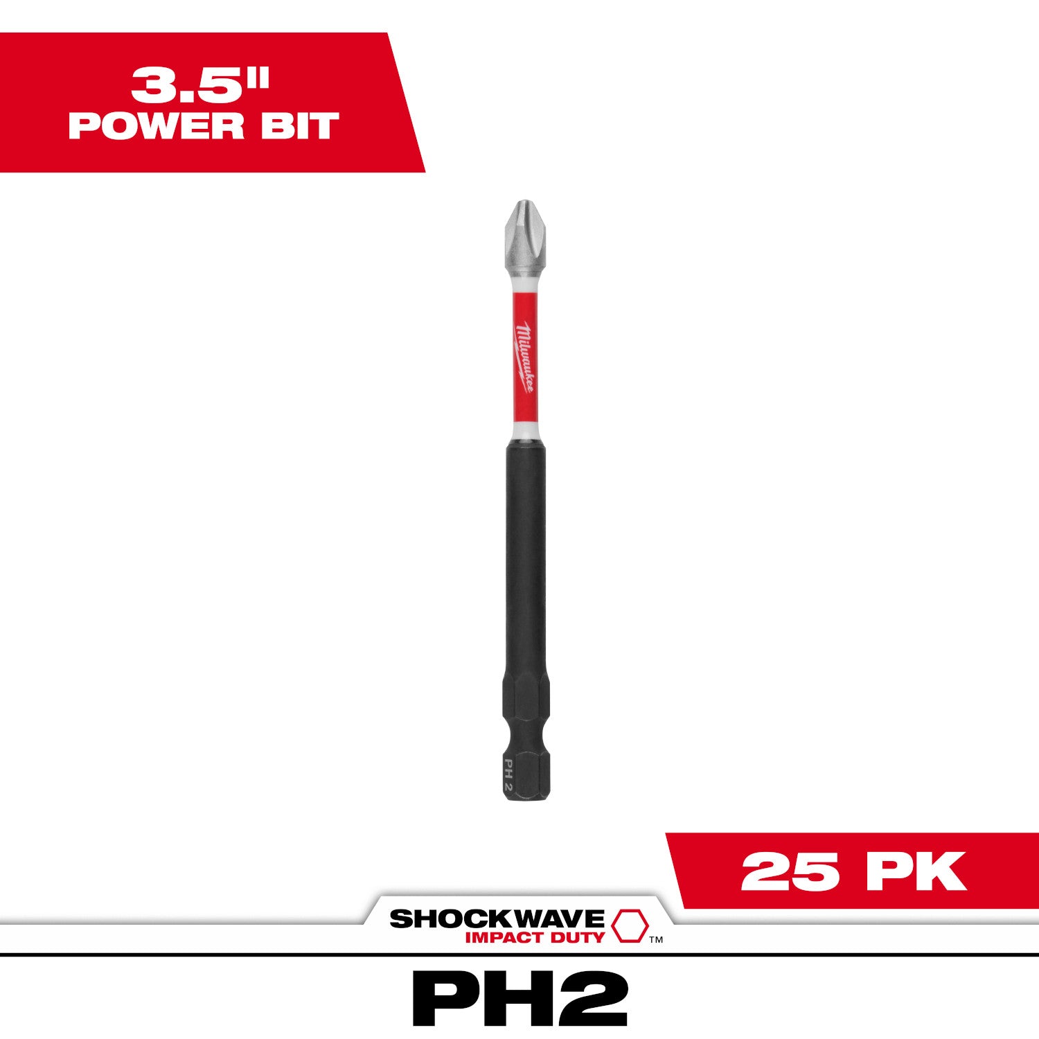 SHOCKWAVE Impact Duty 3-1/2” Phillips #2 Power Bits (1 Pack)