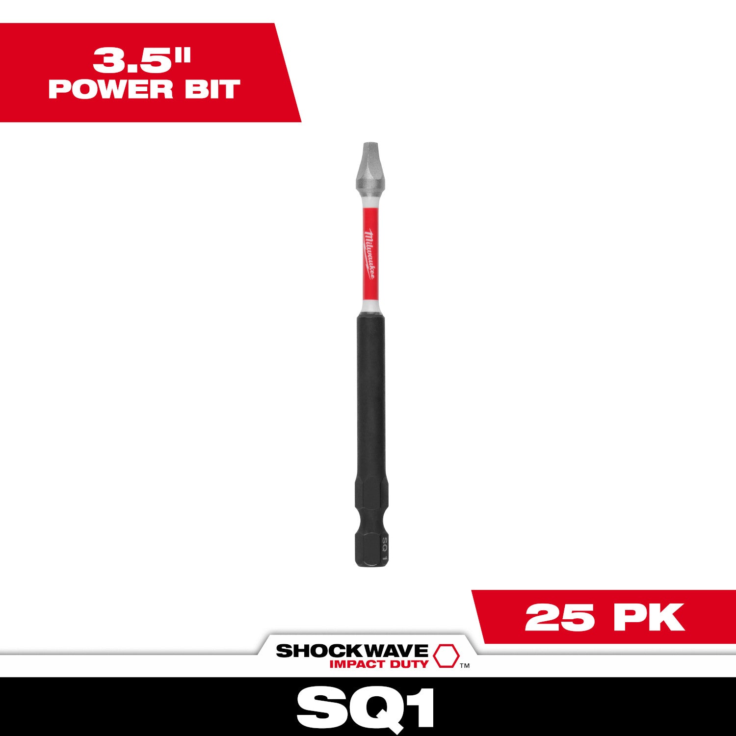 SHOCKWAVE Impact Duty 3-1/2” Square Recess #1 Power Bits (1 Pack)