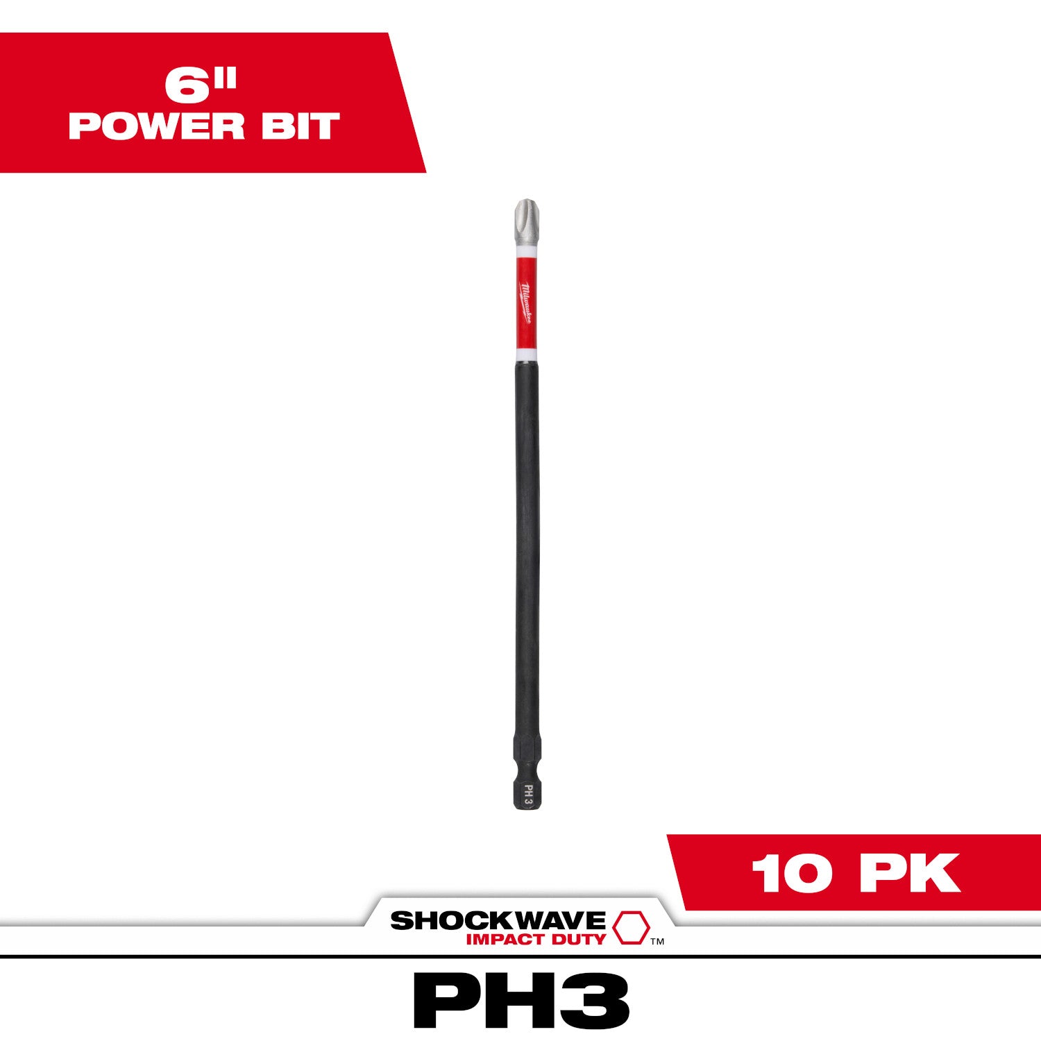 SHOCKWAVE Impact Duty 6" Phillips #3 Power Bits - 1 Pack
