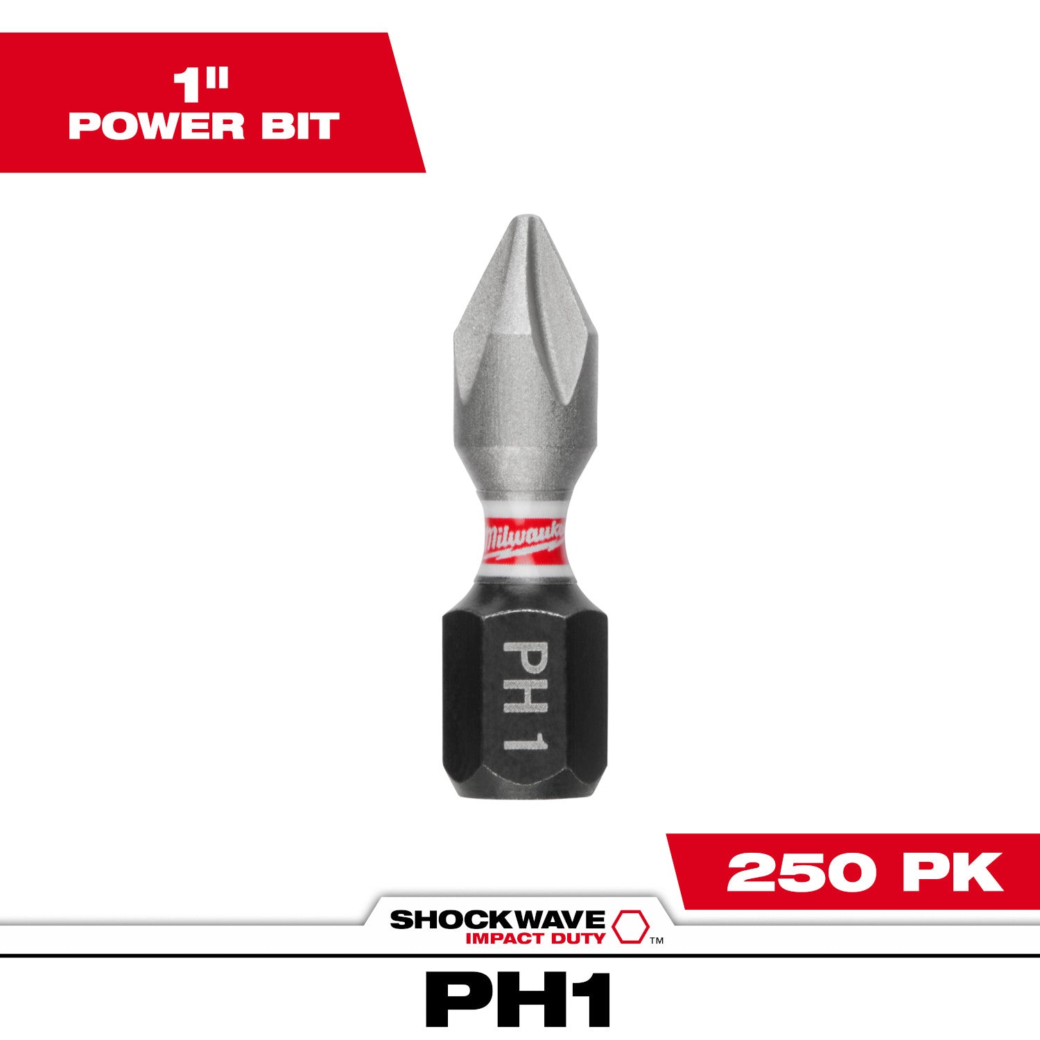 SHOCKWAVE Impact Duty 1" Phillips #1 Insert Bit (1 Pack)