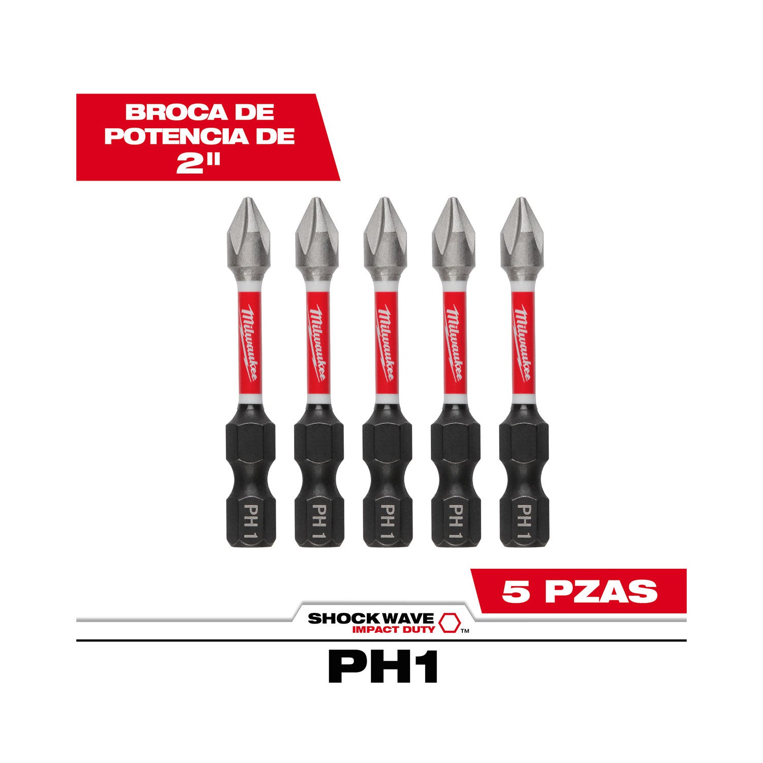 SHOCKWAVE Impact Duty 2" Phillips #1 Power Bits - 1 Pack