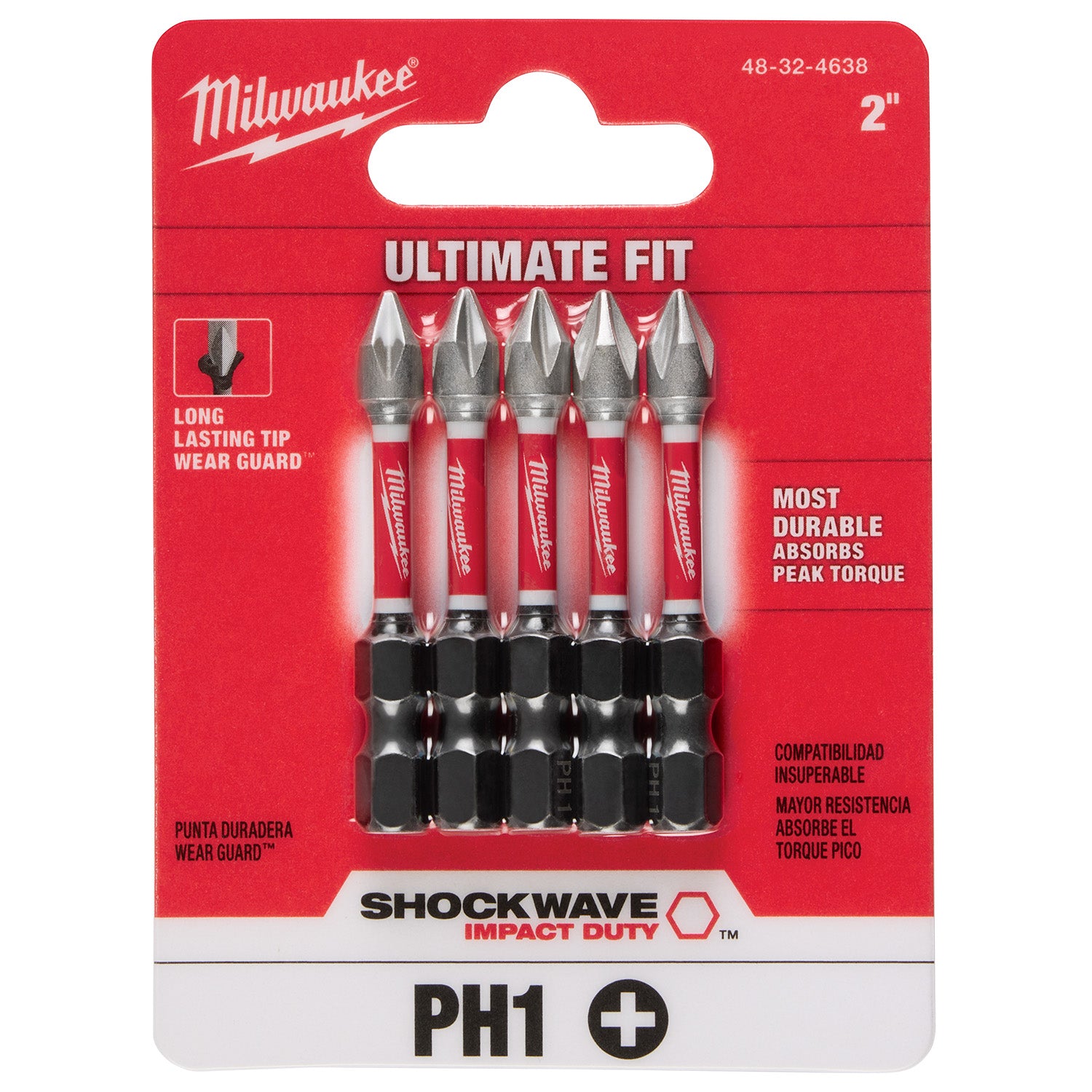 SHOCKWAVE Impact Duty 2" Phillips #1 Power Bits - 1 Pack