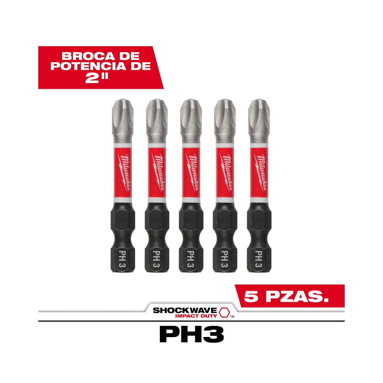 SHOCKWAVE Impact Duty 2" Phillips #3 Power Bits - 10 Pack