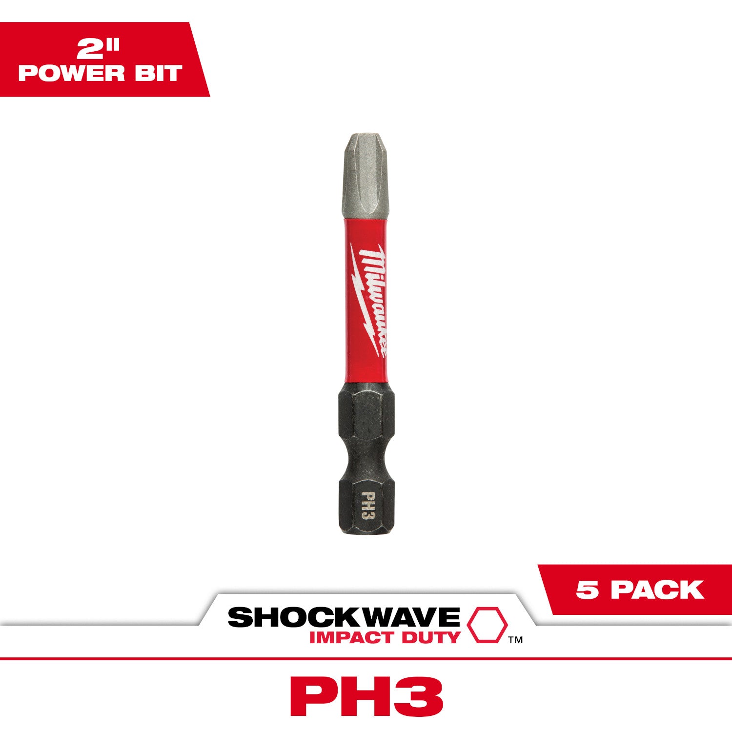 SHOCKWAVE Impact Duty 2" Phillips #3 Power Bits - 1 Pack