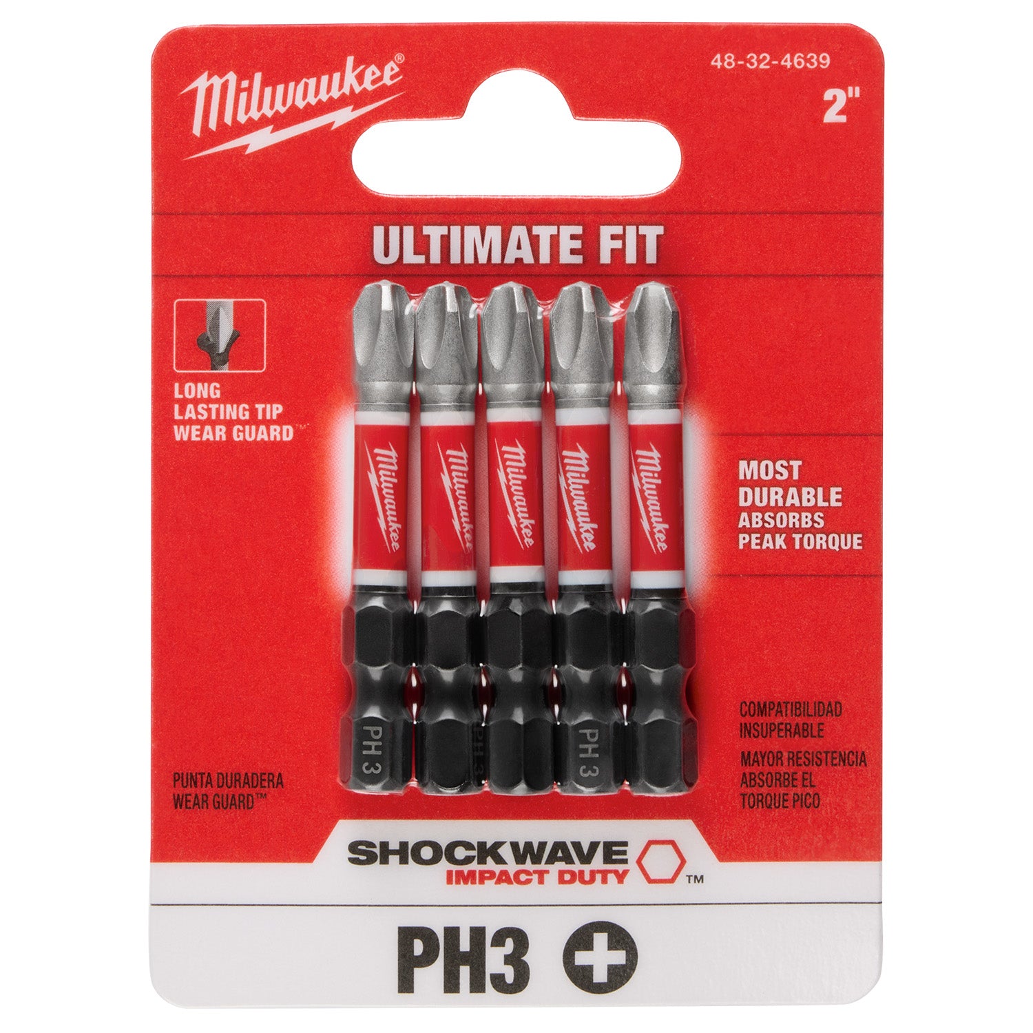 SHOCKWAVE Impact Duty 2" Phillips #3 Power Bits - 1 Pack