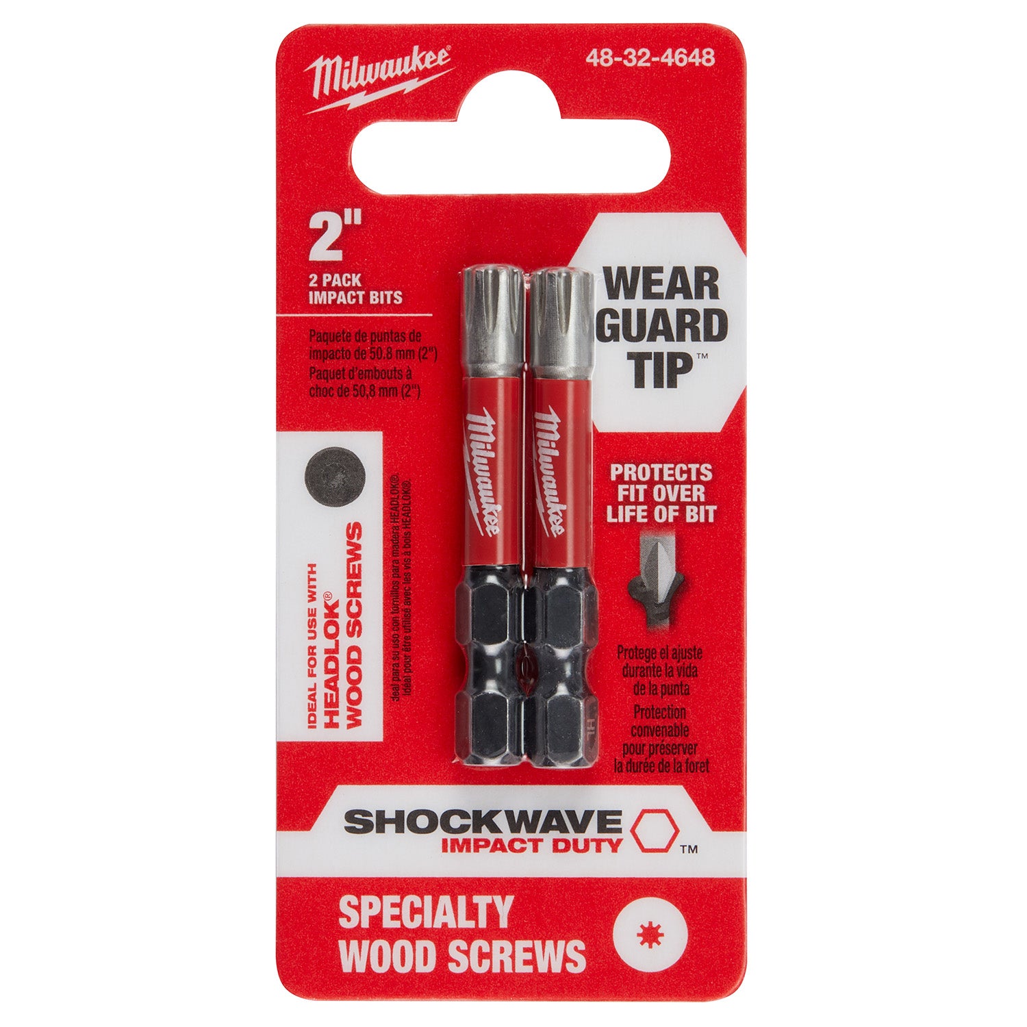 SHOCKWAVE Impact Duty 2" Specialty Wood Screws Power Bits 2 Pack