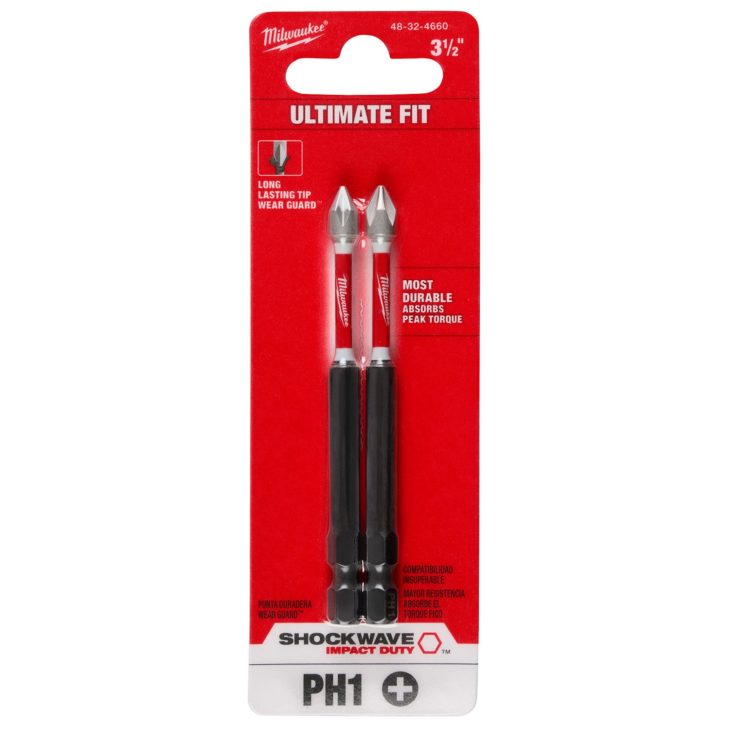 SHOCKWAVE Impact Duty 3-1/2" PH1 Bit 2 Pack