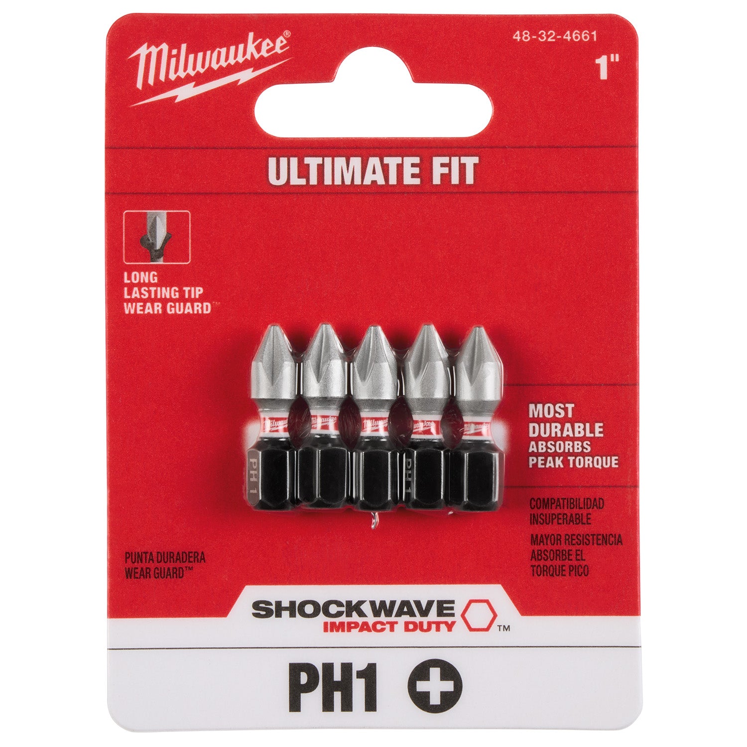 SHOCKWAVE Impact Duty 1" Phillips #1 Insert Bits - 1 Pack