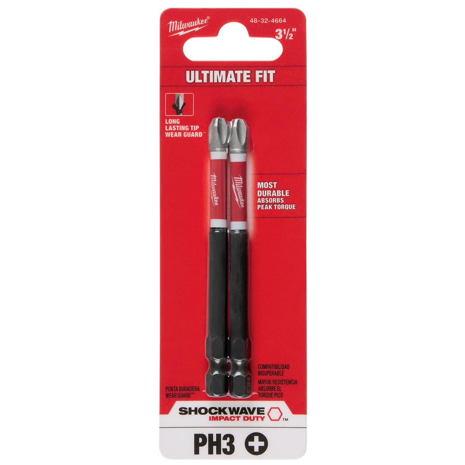 SHOCKWAVE Impact Duty 3-1/2" PH3 Bit 2 Pack