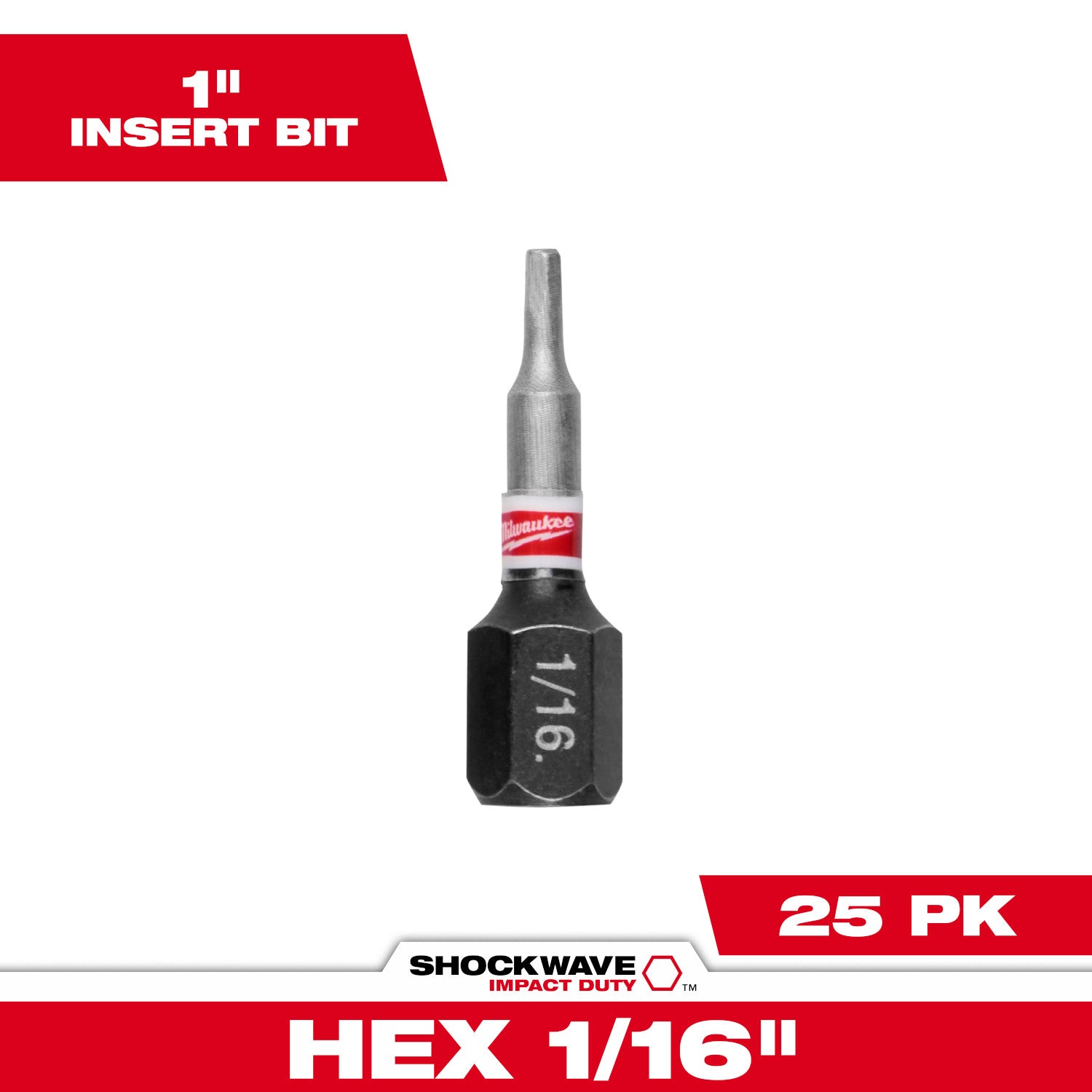 SHOCKWAVE Impact Duty 1" Hex 1/16" Insert Bits (1 Pack)