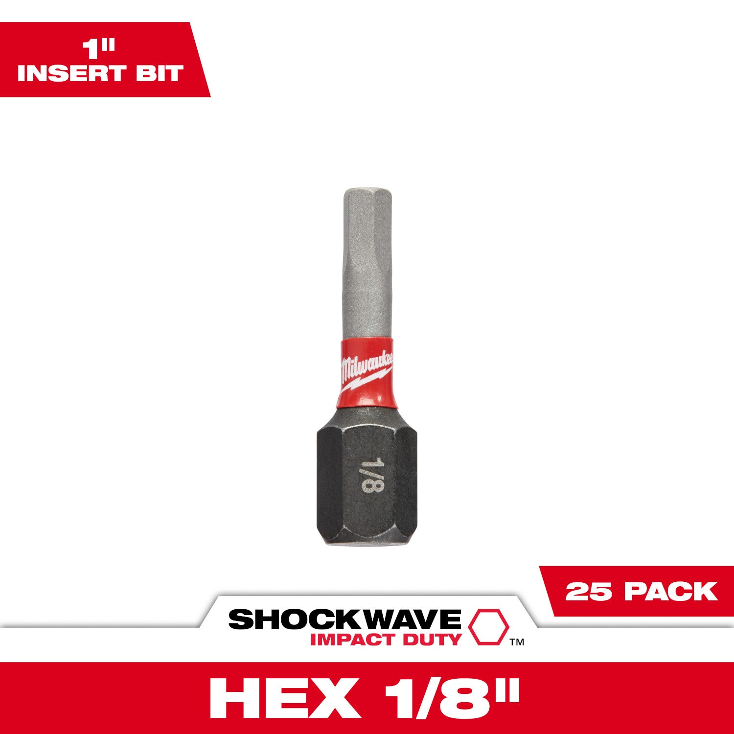 SHOCKWAVE Impact Duty 1" Hex 1/8" Insert Bits (1 Pack)