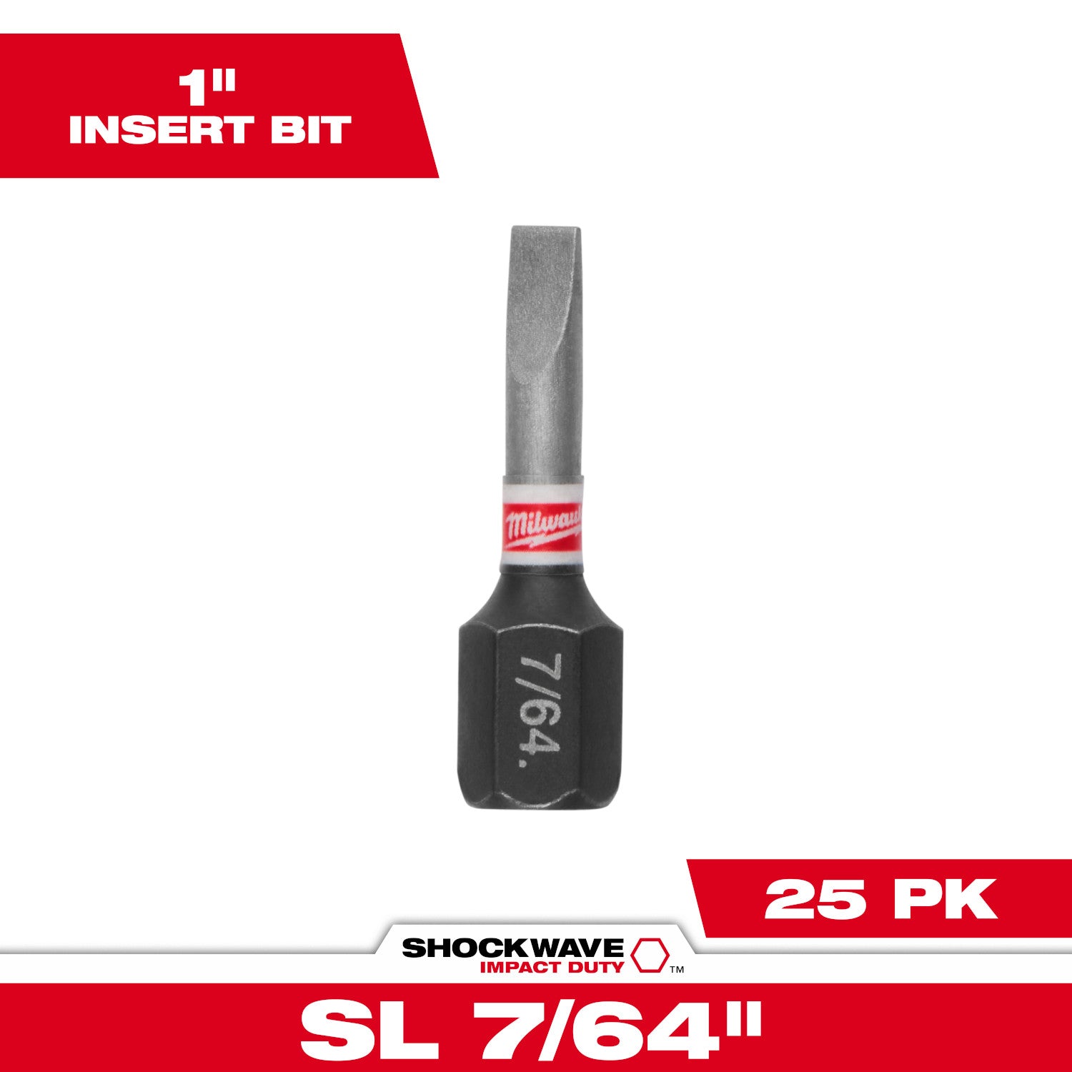 SHOCKWAVE Impact Duty 1" Slotted 7/64" Insert Bits Bulk 25