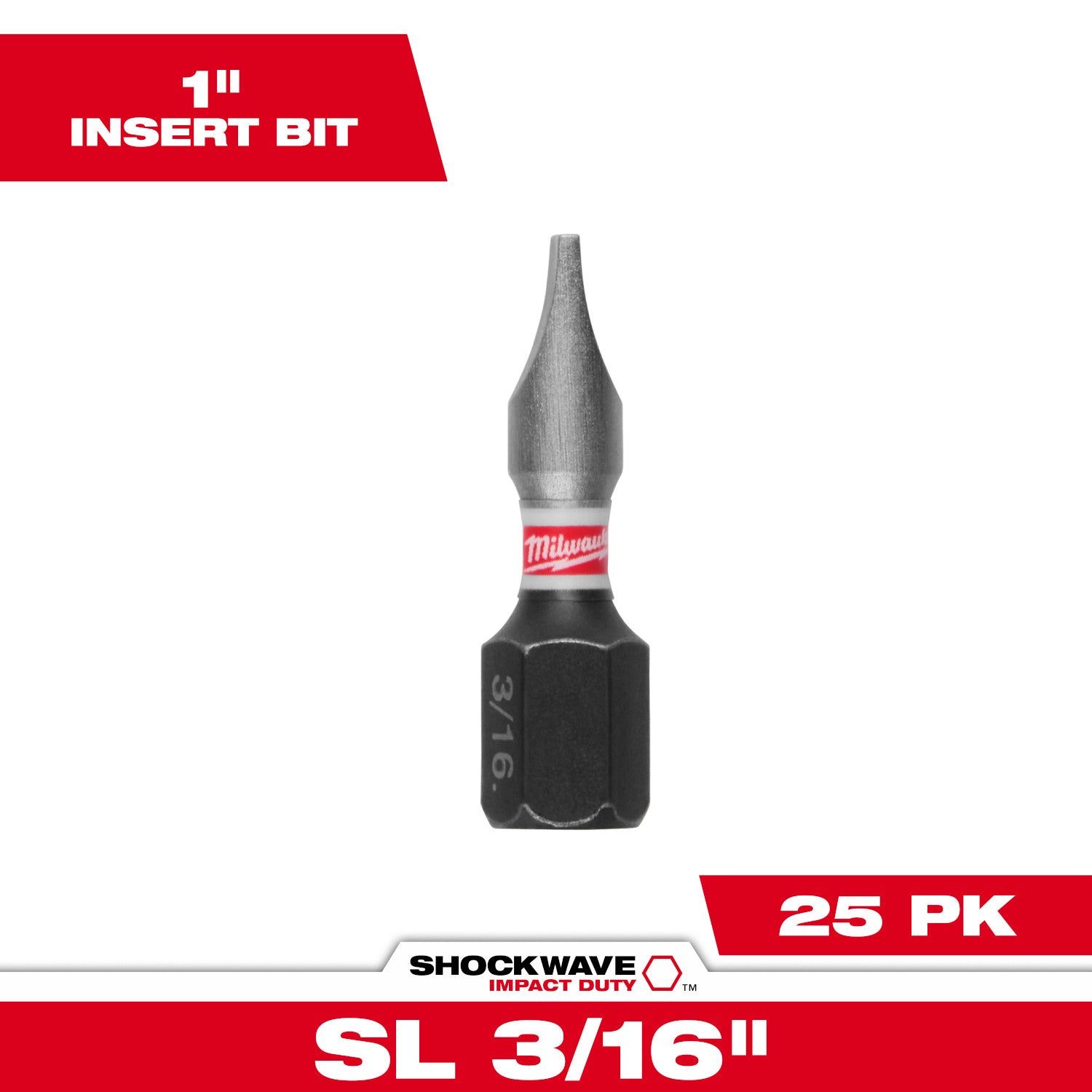 SHOCKWAVE Impact Duty 1" Slotted 3/16" Insert Bits (1 Pack)