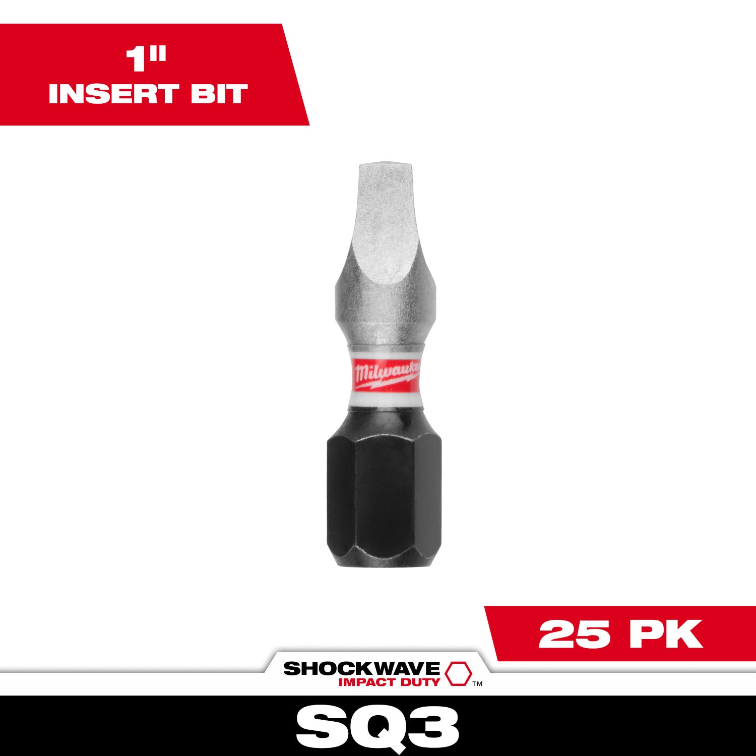 SHOCKWAVE Impact Duty 1" Square Recess #3 Insert Bits Bulk 25