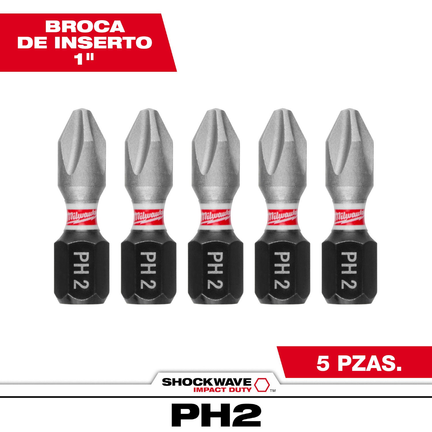 SHOCKWAVE Impact Duty 1" Phillips #2 Insert Bits - 1 Pack