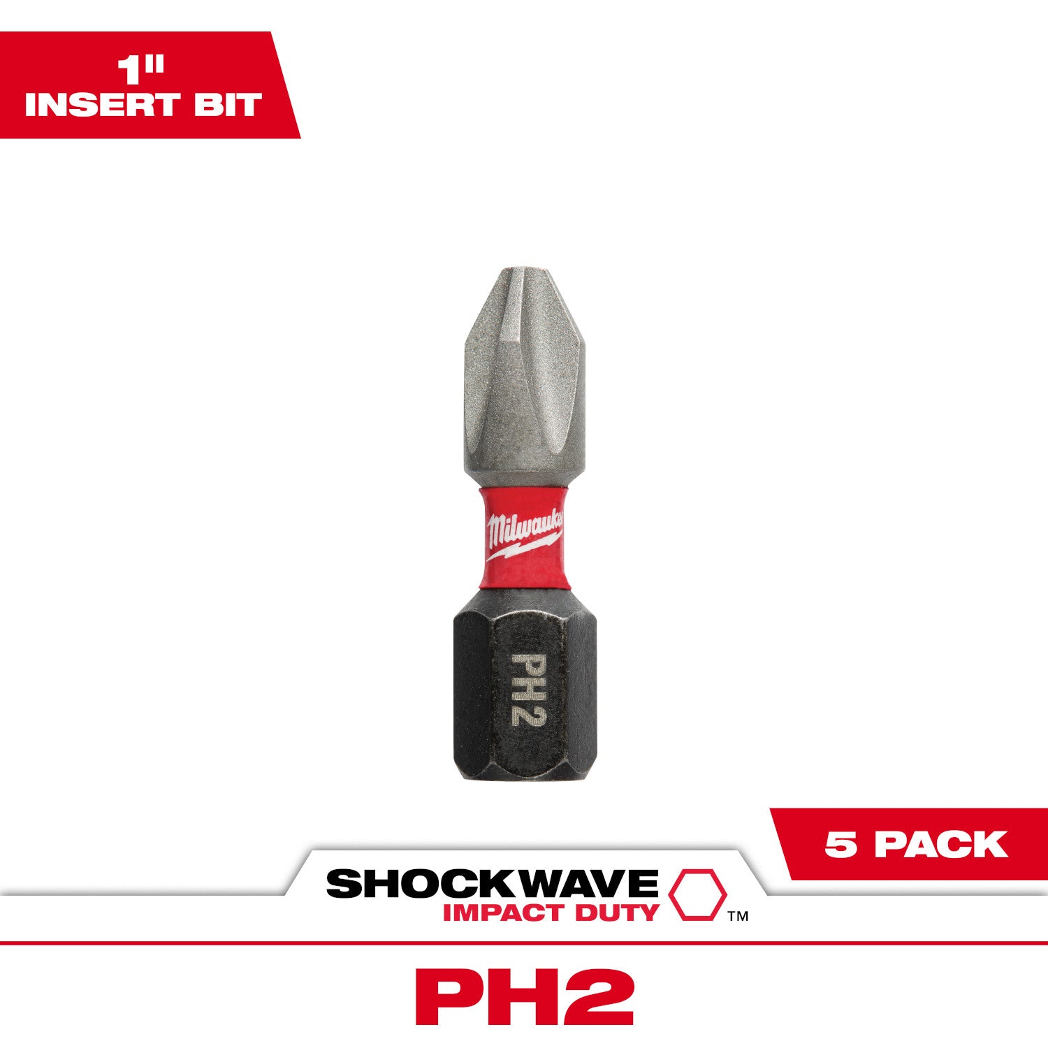 SHOCKWAVE Impact Duty 1" Phillips #2 Insert Bits - 1 Pack