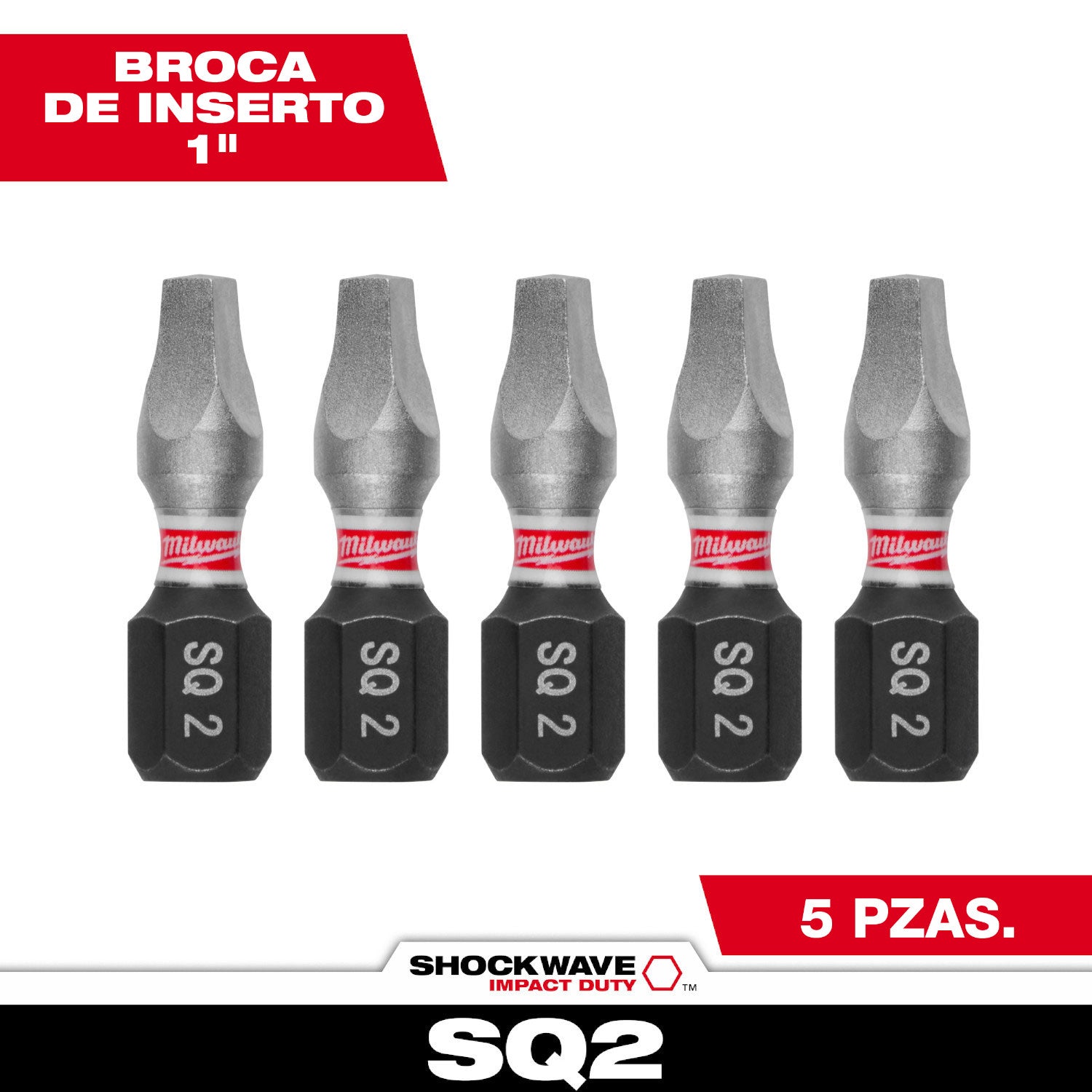 SHOCKWAVE Impact Duty 1" Square Recess #2 Insert Bits - 10 Pack