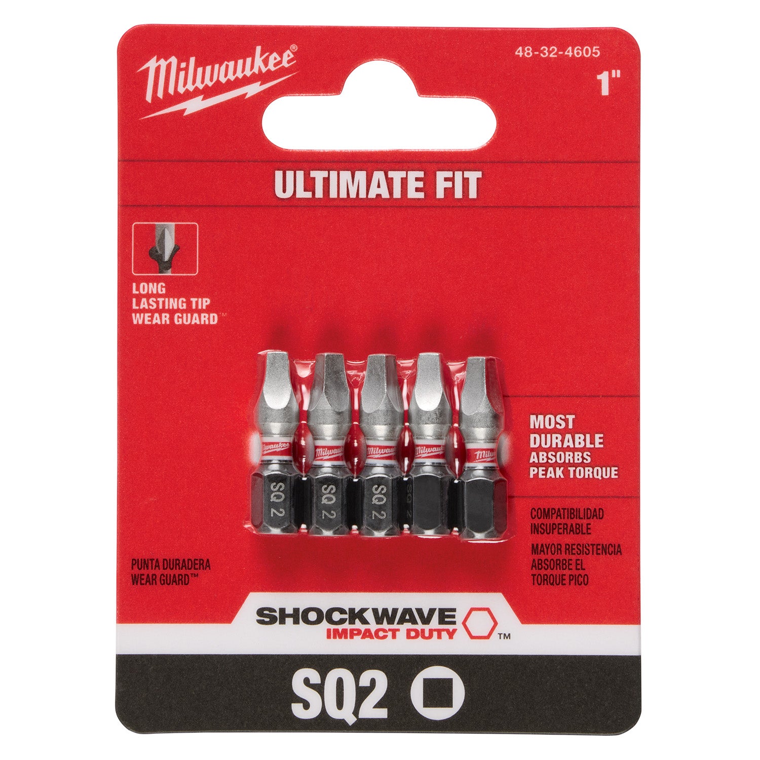 SHOCKWAVE Impact Duty 1" Square Recess #2 Insert Bits - 1 Pack