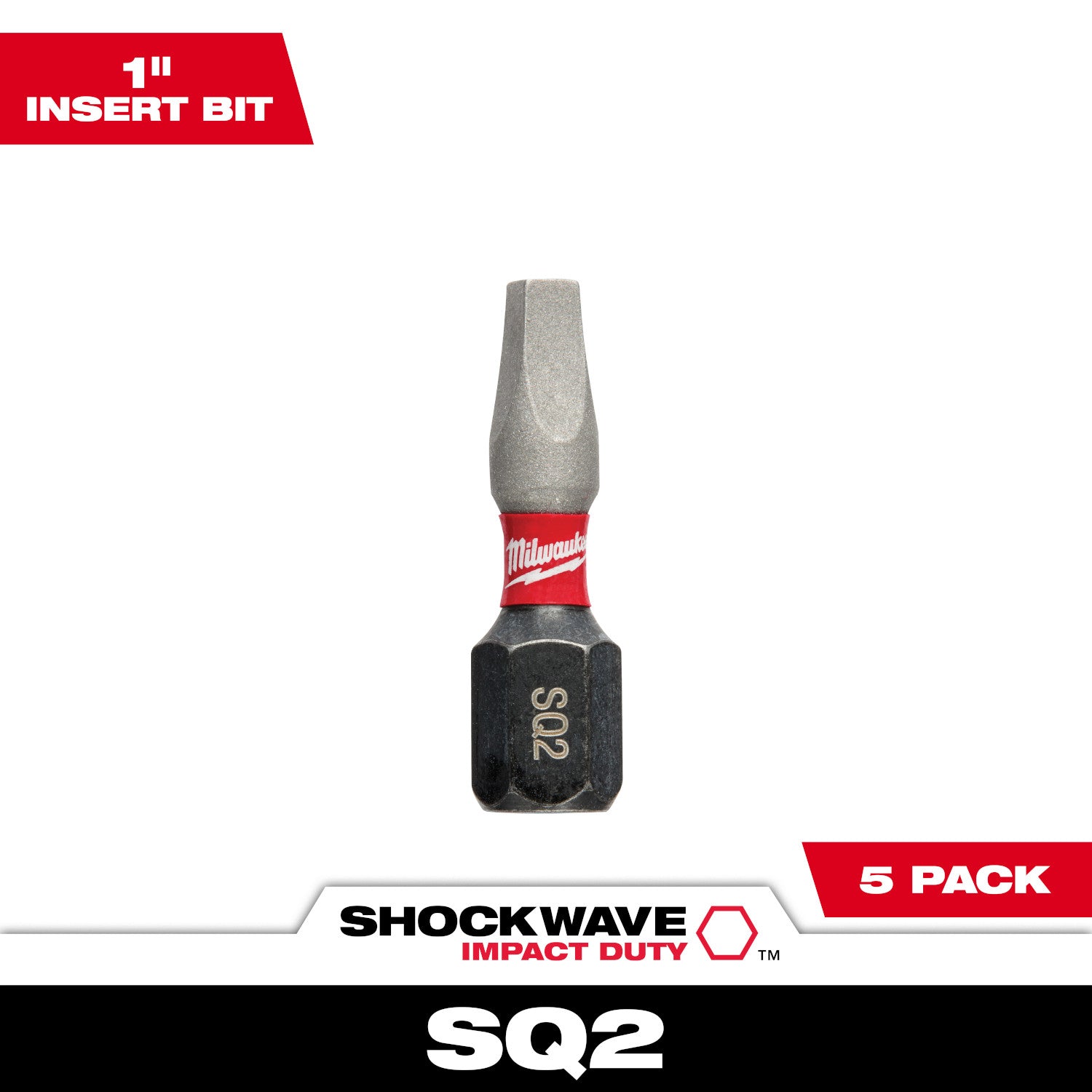 SHOCKWAVE Impact Duty 1" Square Recess #2 Insert Bits - 10 Pack