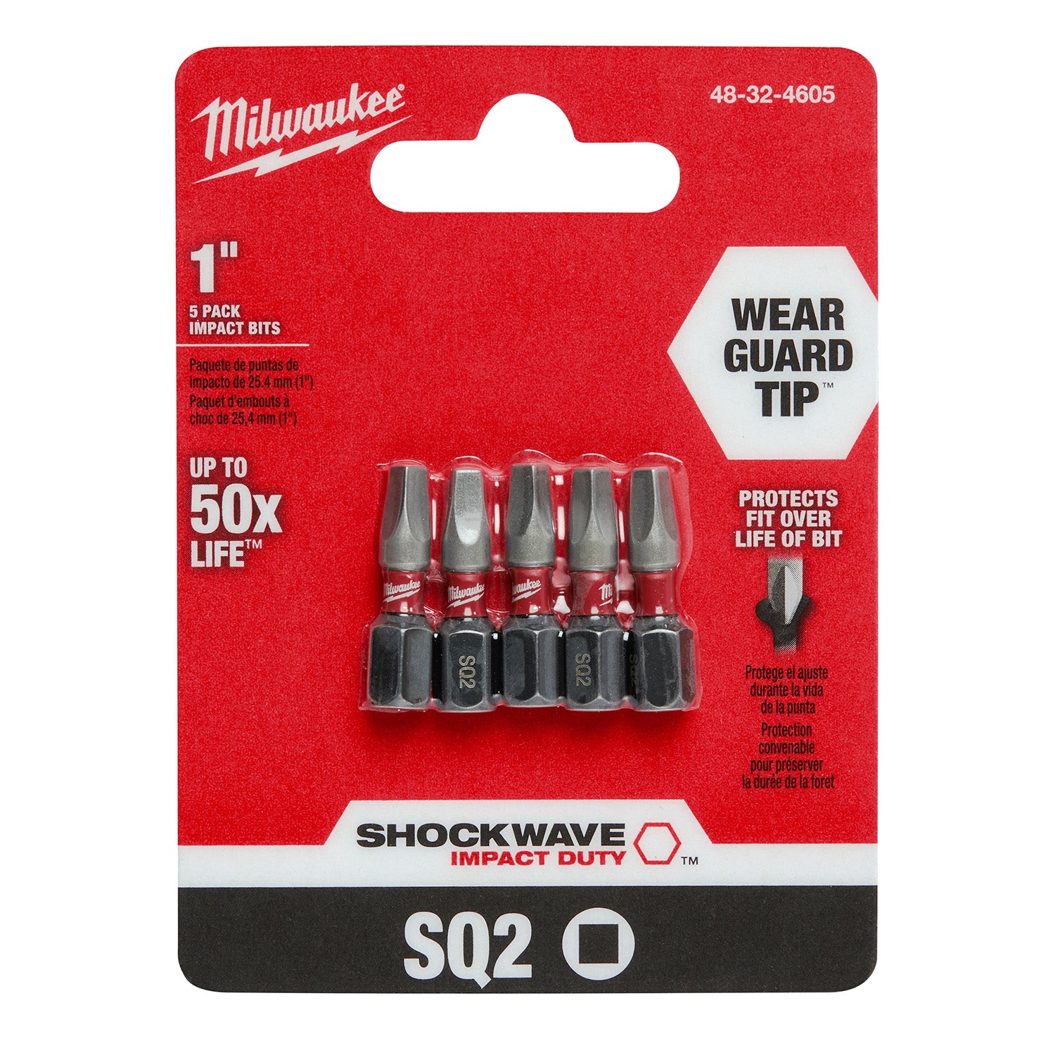 SHOCKWAVE Impact Duty 1" Square Recess #2 Insert Bits - 1 Pack