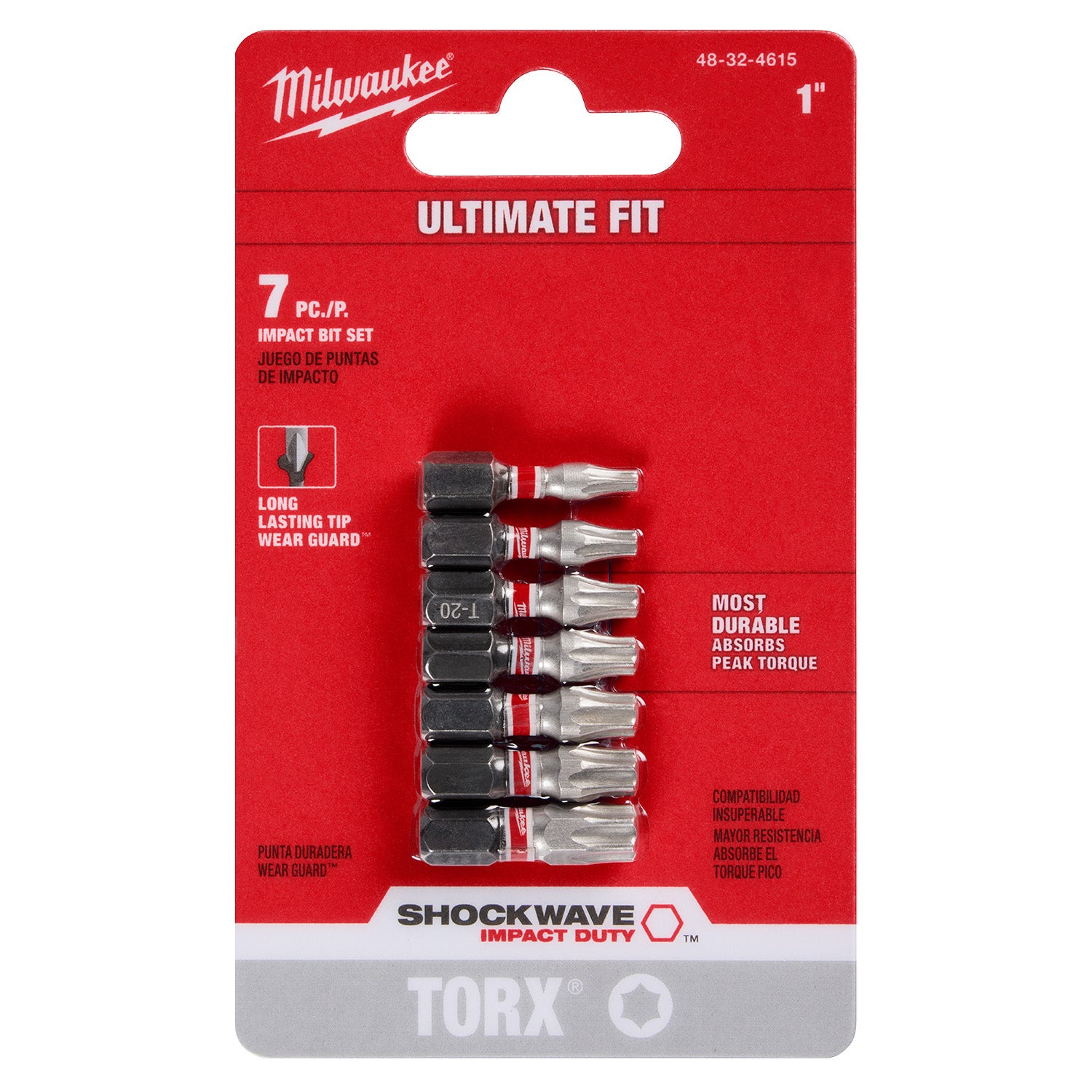 7PC SHOCKWAVE Impact Duty TORX 1" Insert Bit Set