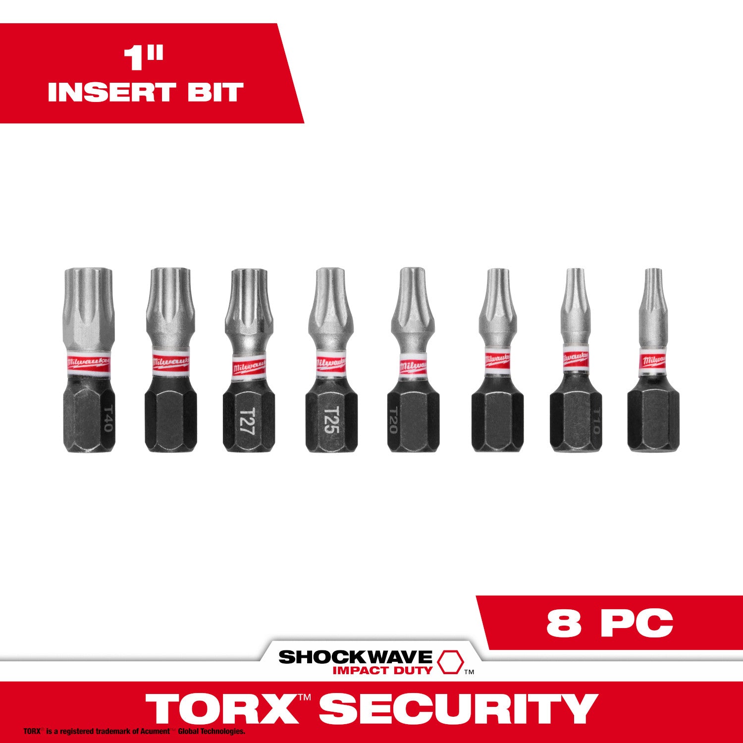 10PC SHOCKWAVE Impact Duty 1" TORX Security Insert Bit Set
