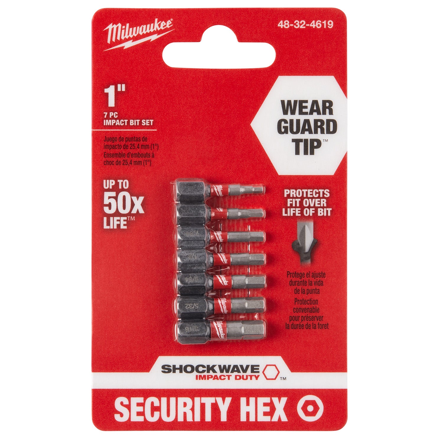 7PC SHOCKWAVE Impact Duty 1" Hex Security Insert Bit Set