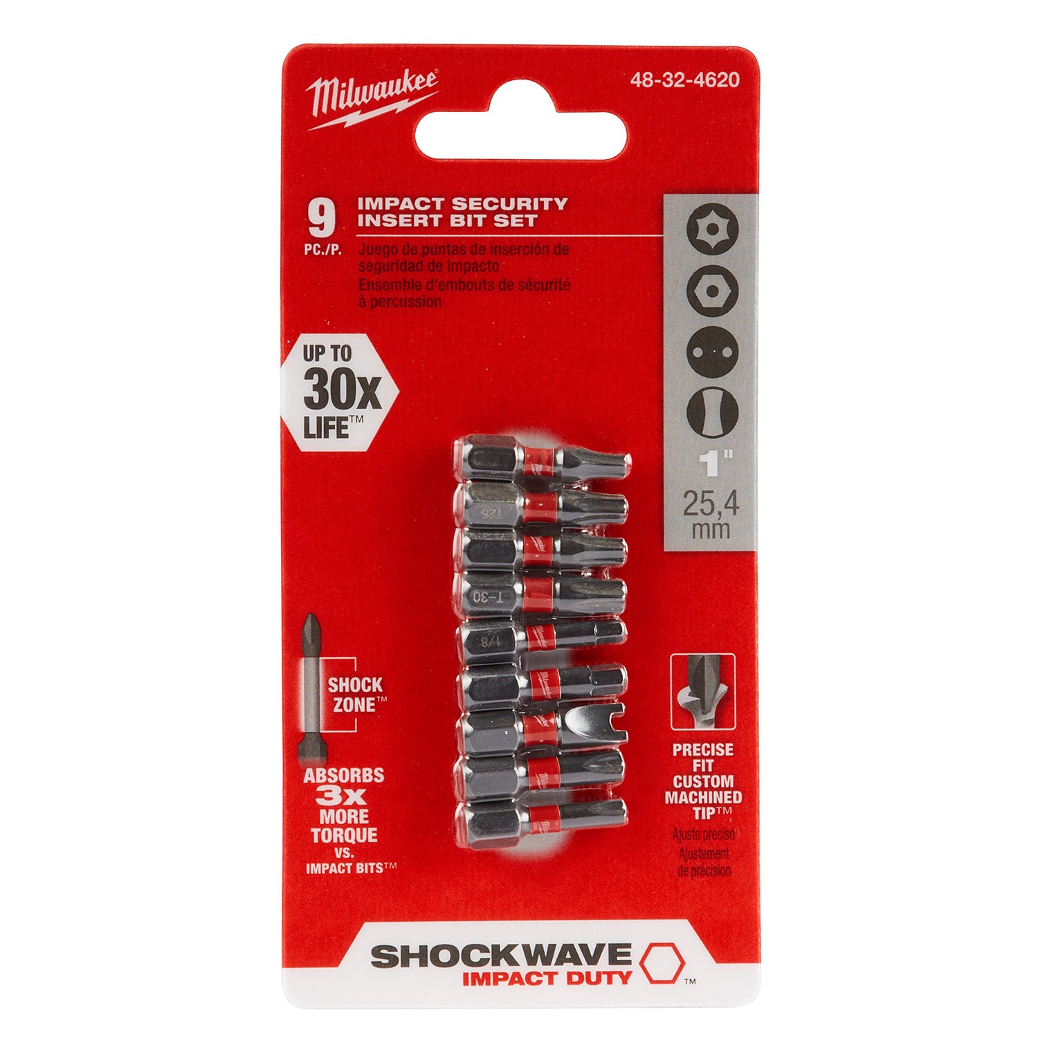 9PC SHOCKWAVE Impact Duty 1" Security Insert Bit Set