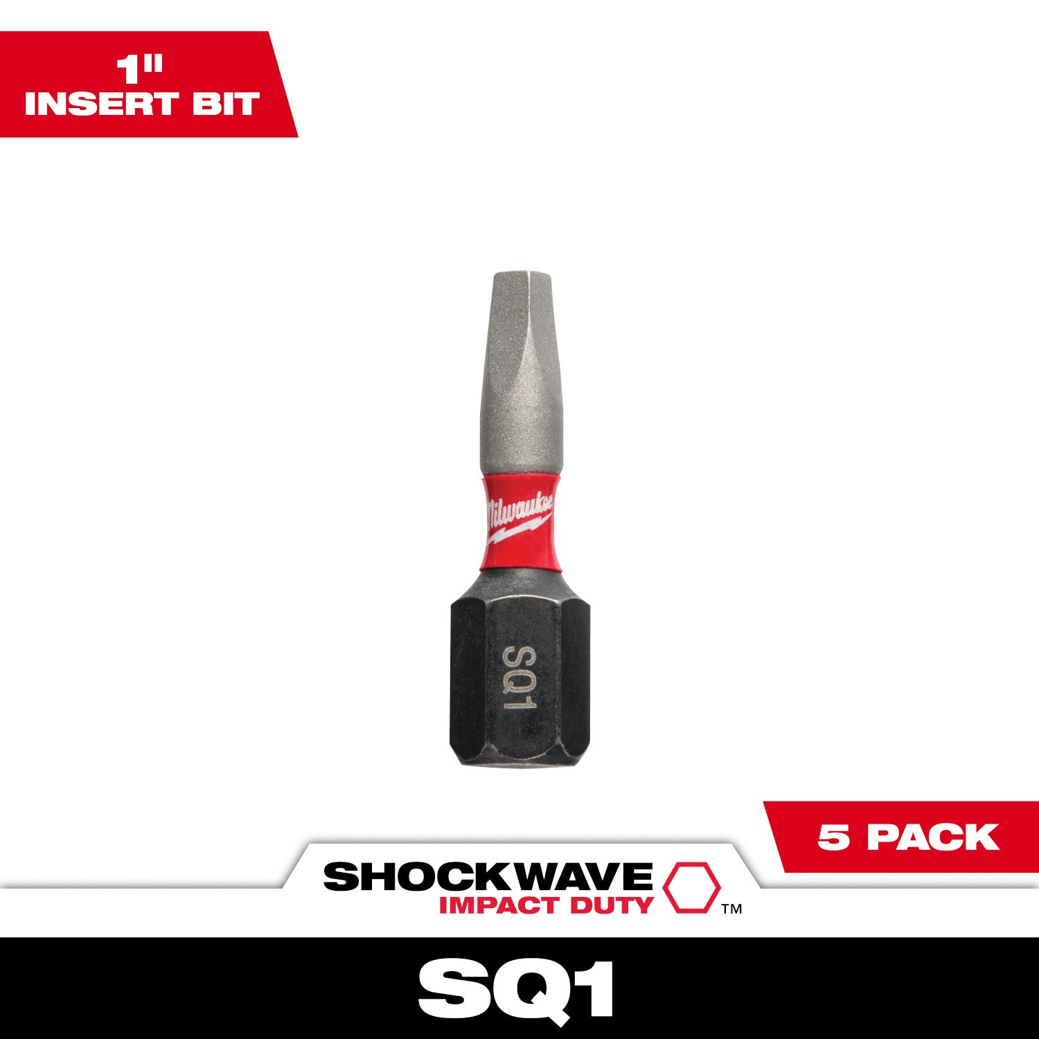 SHOCKWAVE Impact Duty 1" Square Recess #1 Insert Bits - 1 Pack