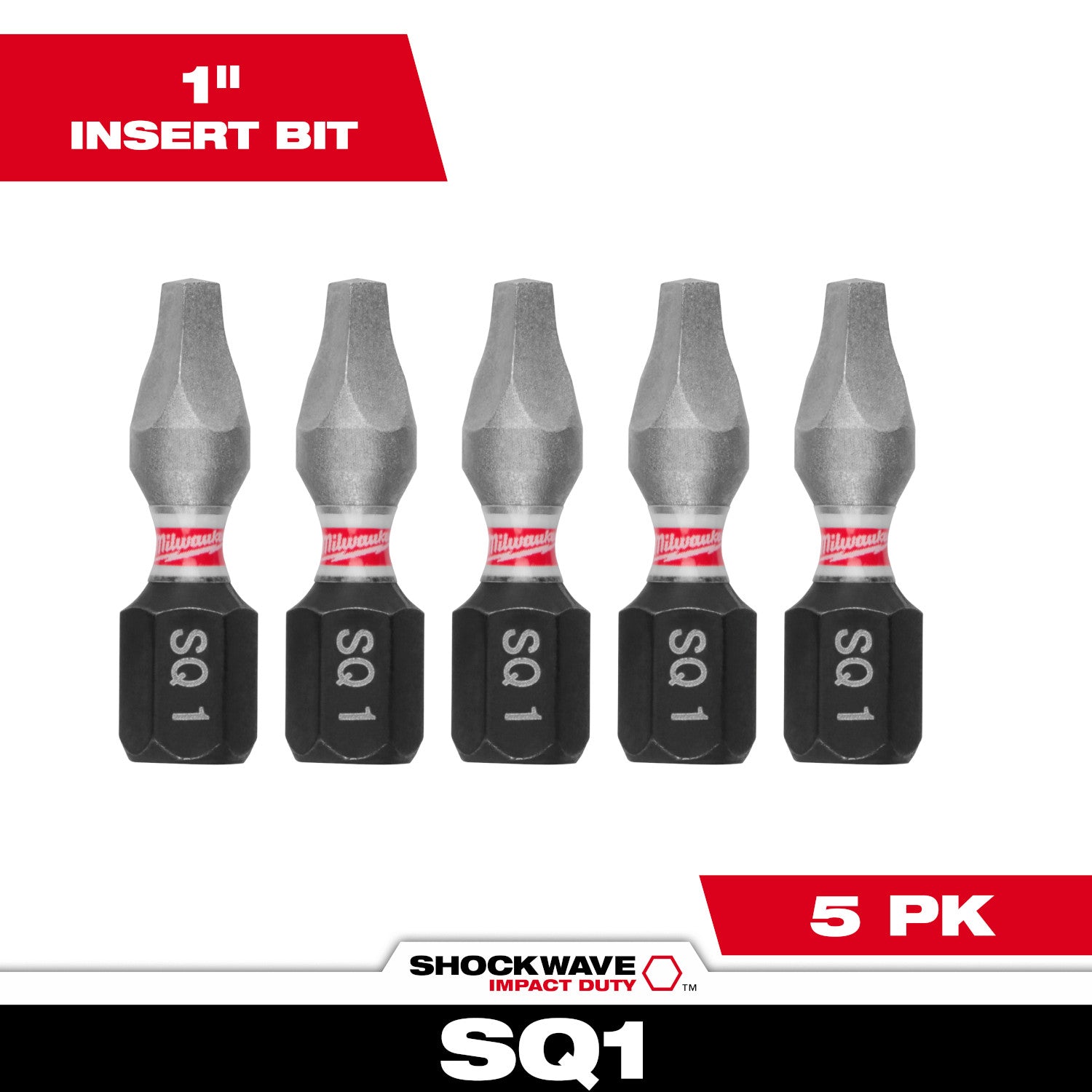 SHOCKWAVE Impact Duty 1" Square Recess #1 Insert Bits - 10 Pack