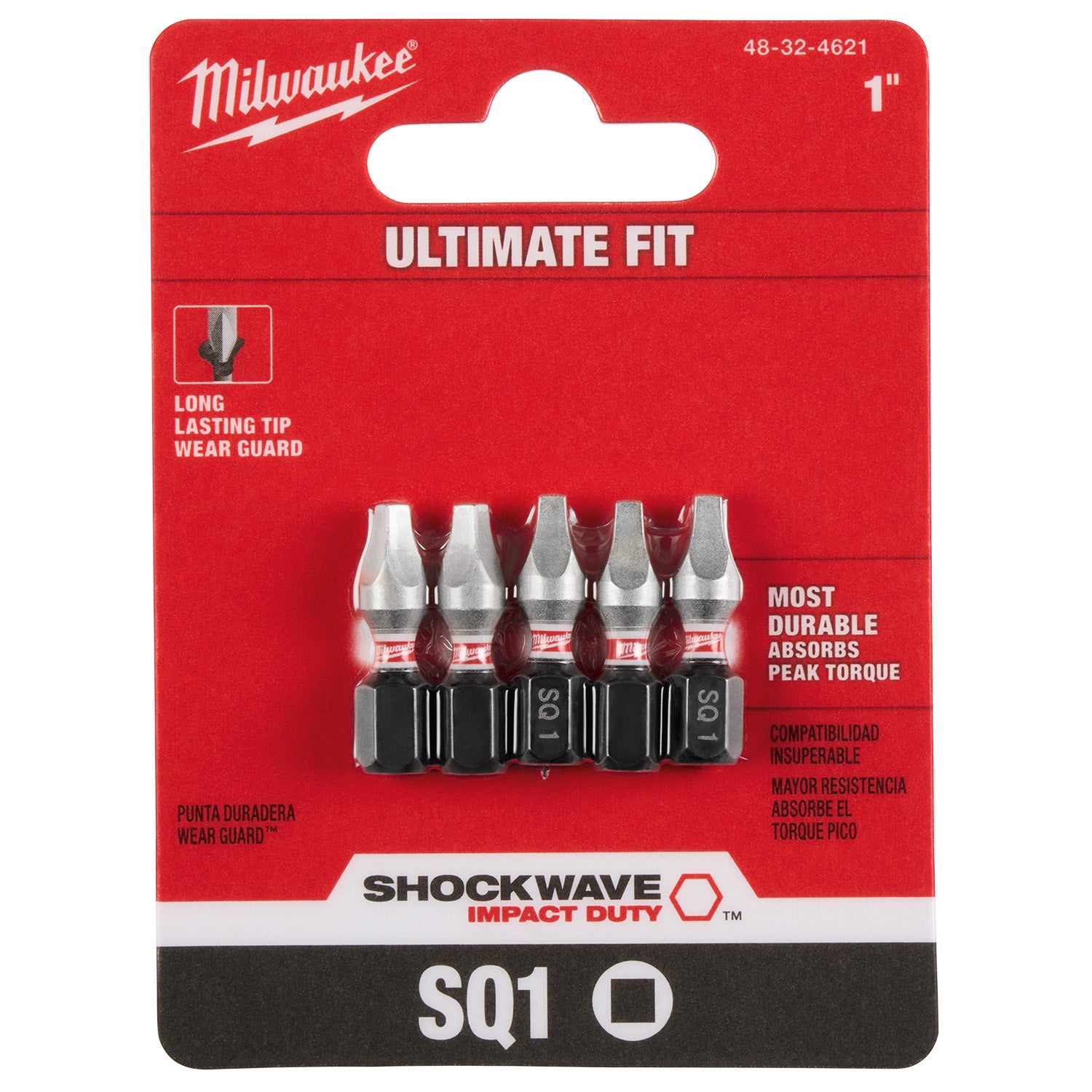 SHOCKWAVE Impact Duty 1" Square Recess #1 Insert Bits - 1 Pack