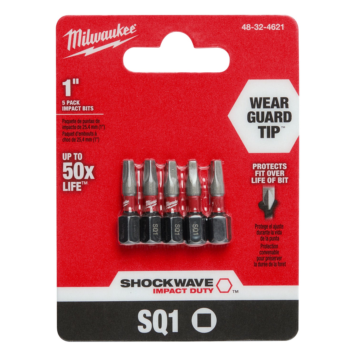 SHOCKWAVE Impact Duty 1" Square Recess #1 Insert Bits - 1 Pack