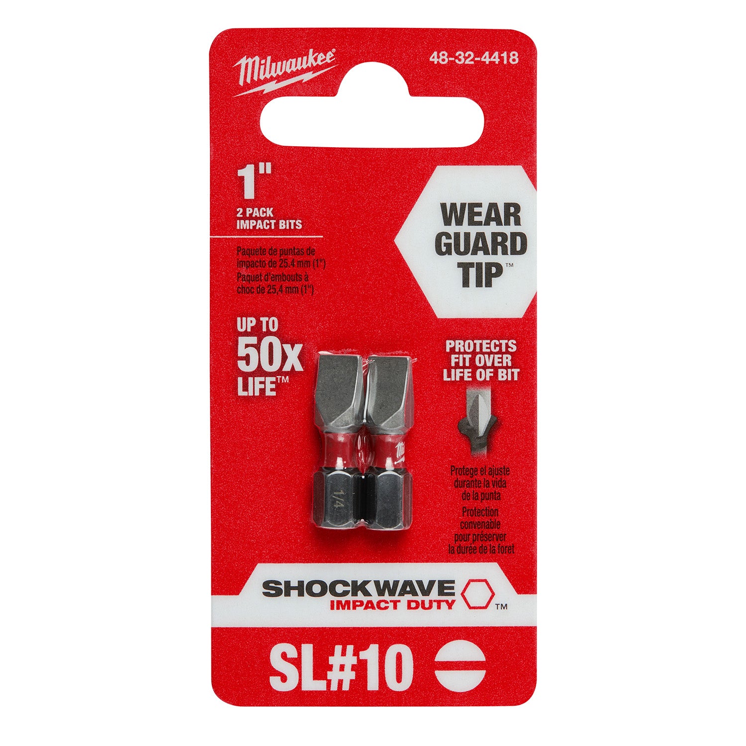 SHOCKWAVE Impact Duty 1" Slotted 1/8" Insert Bits 2 Pack