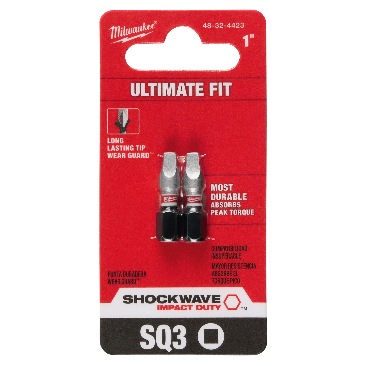 SHOCKWAVE Impact Duty 1" Square Recess #1 Insert Bits 2 Pack