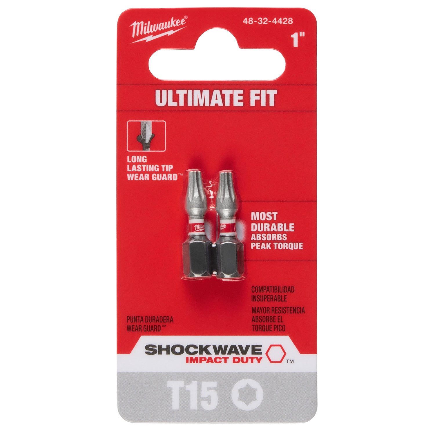 SHOCKWAVE Impact Duty 1" Square Recess #3 Insert Bits 2 Pack