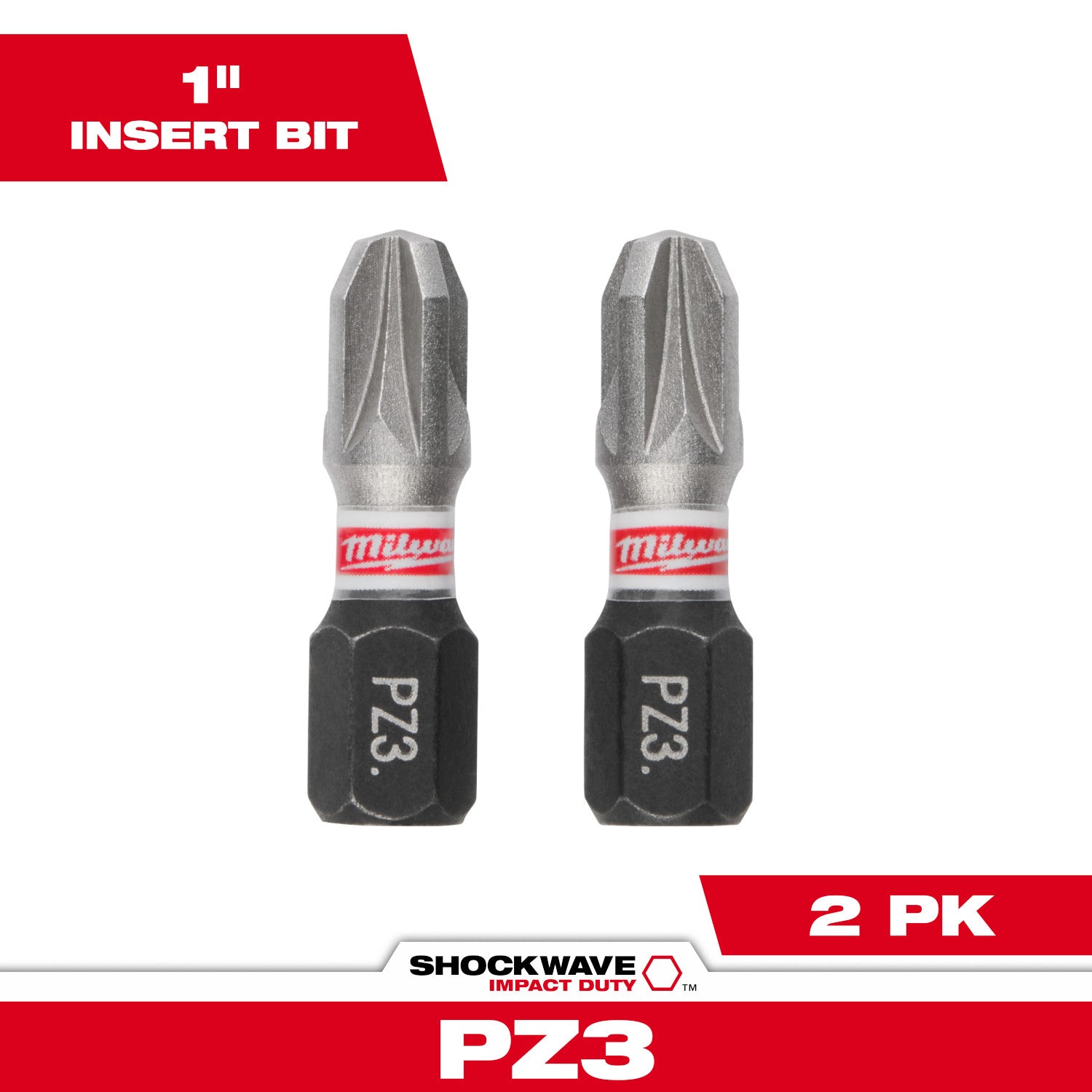 SHOCKWAVE Impact Duty 1" Pozidriv #1 Insert Bits 2 Pack