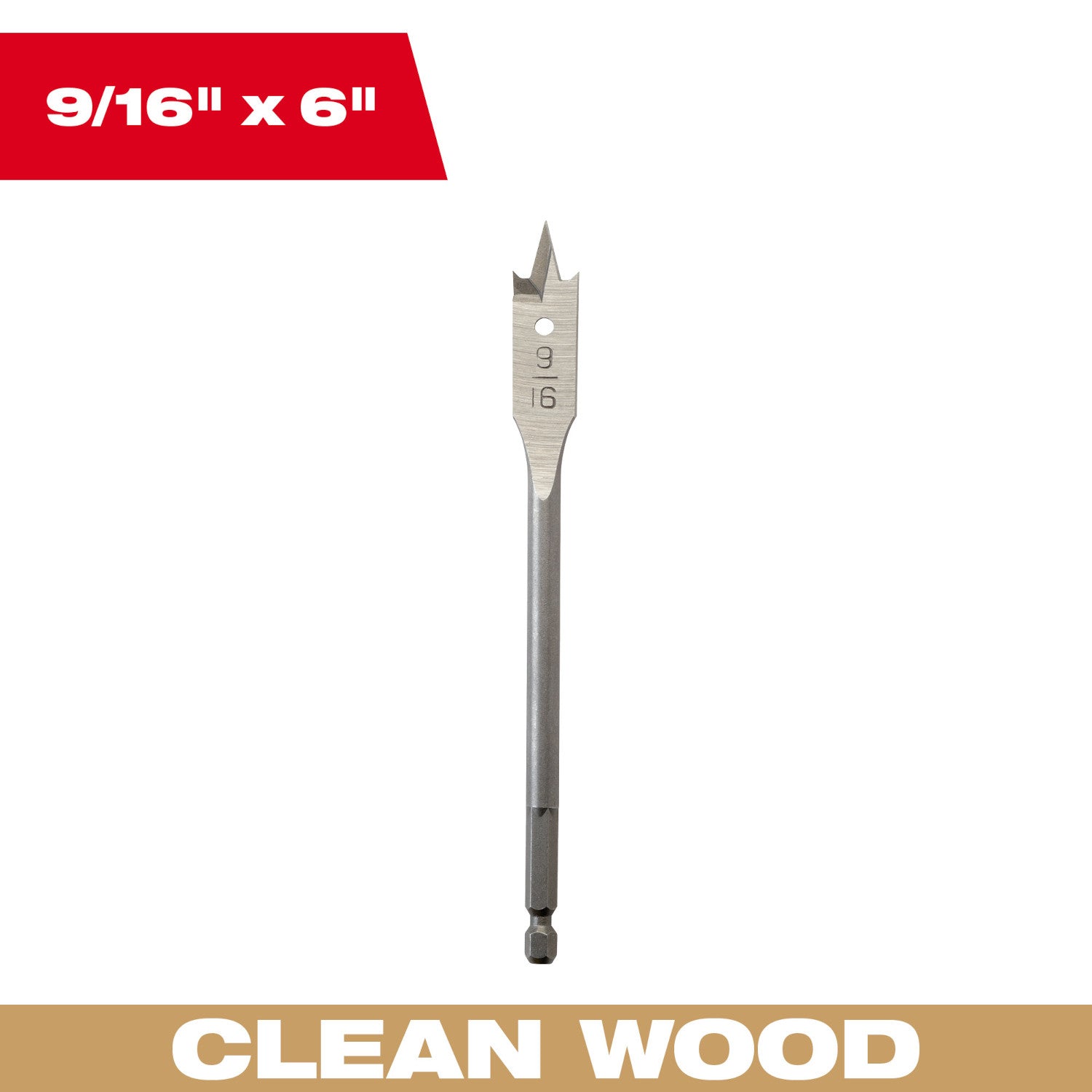 Flat Boring Bit 9/16" x 6"