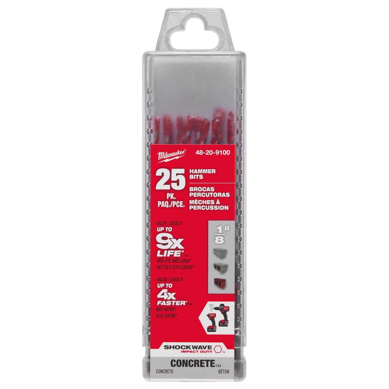 1/8" x 1-1/2" x 3" SHOCKWAVE Impact Duty Carbide Hammer Drill Bits (1 Pack)
