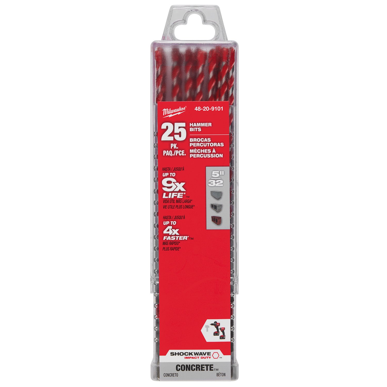 5/32" x 4" x 6" SHOCKWAVE Impact Duty Carbide Hammer Drill Bits Bulk 25